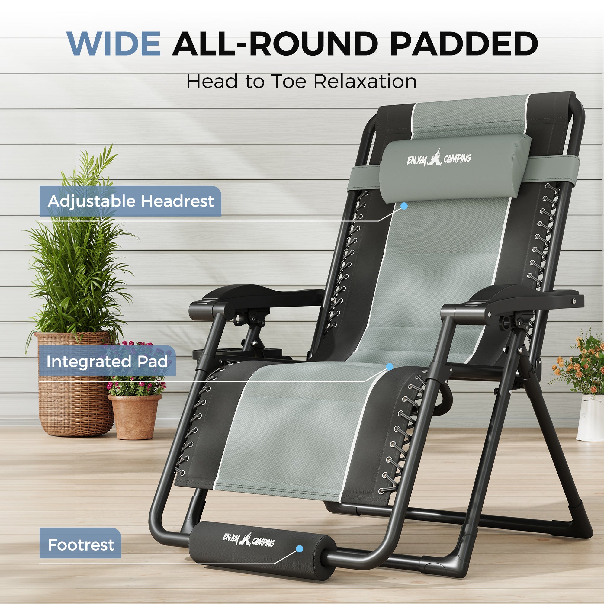 Oversized Zero Gravity Chair – Heavy Duty 500lb Capacity, Adjustable Recliner with Headrest & Footrest, Foldable Outdoor Patio Lounge Chair