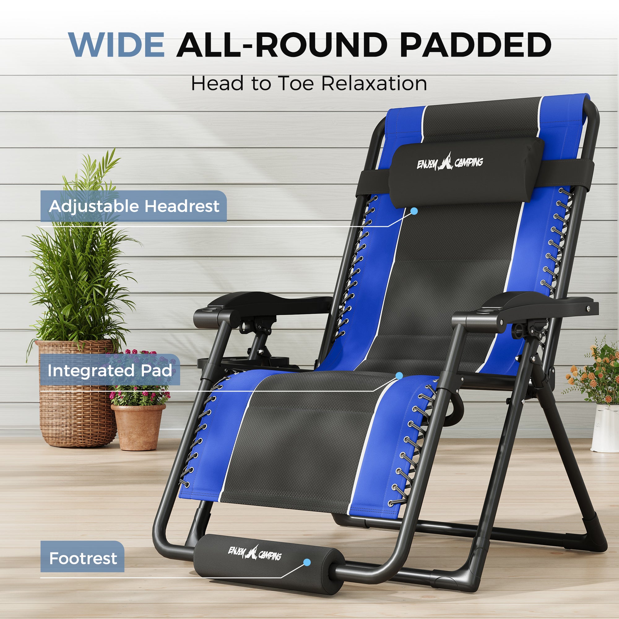 Oversized Zero Gravity Chair – Heavy Duty 500lb Capacity, Adjustable Recliner with Headrest & Footrest, Foldable Outdoor Patio Lounge Chair