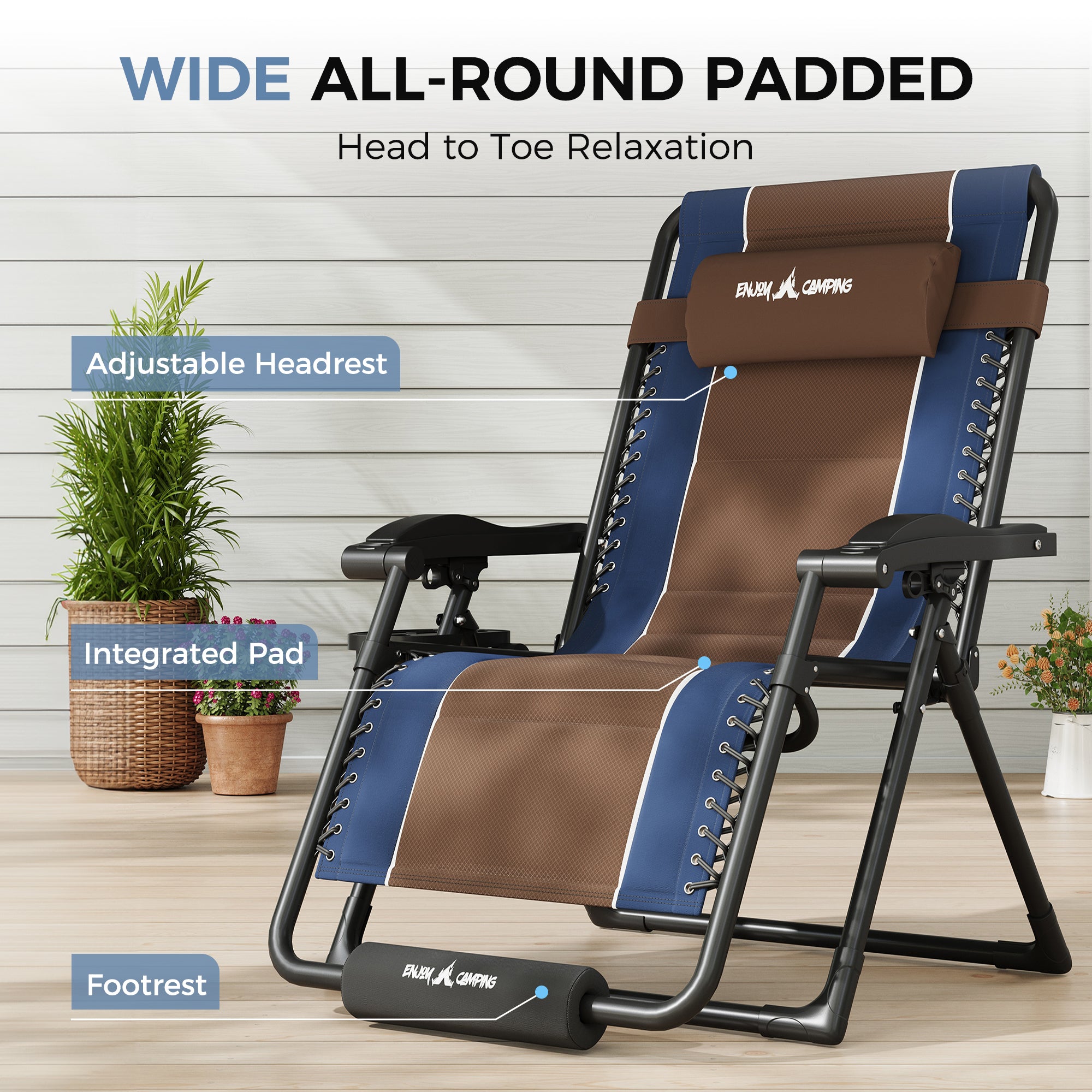 Oversized Zero Gravity Chair – Heavy Duty 500lb Capacity, Adjustable Recliner with Headrest & Footrest, Foldable Outdoor Patio Lounge Chair