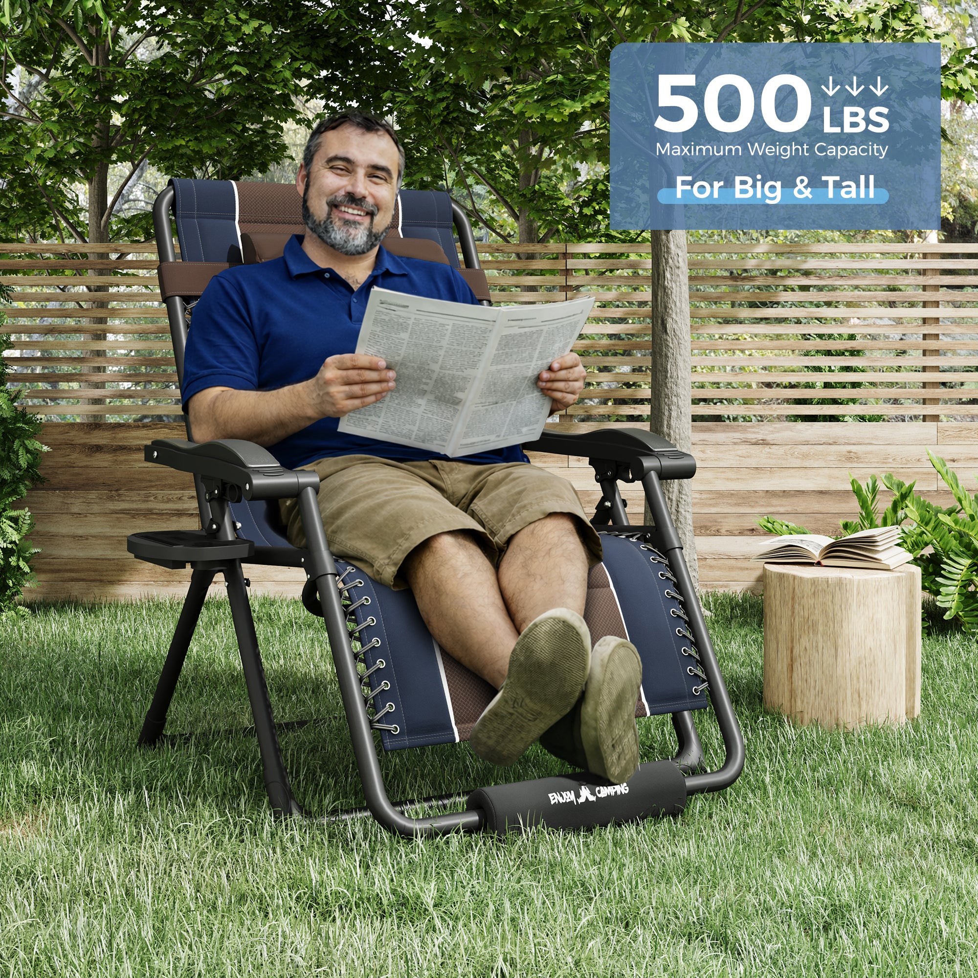 Oversized Zero Gravity Chair – Heavy Duty 500lb Capacity, Adjustable Recliner with Headrest & Footrest, Foldable Outdoor Patio Lounge Chair