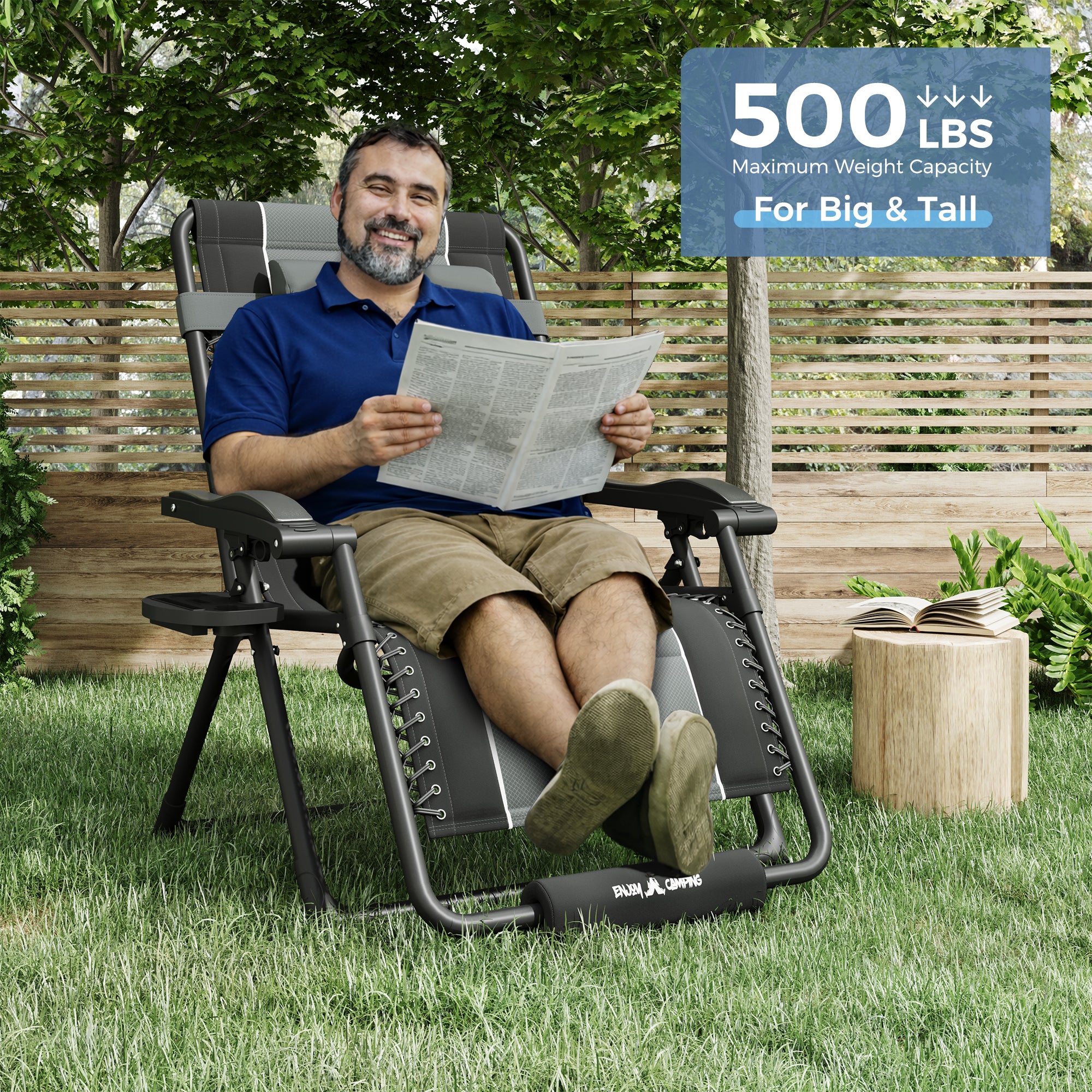 Oversized Zero Gravity Chair – Heavy Duty 500lb Capacity, Adjustable Recliner with Headrest & Footrest, Foldable Outdoor Patio Lounge Chair