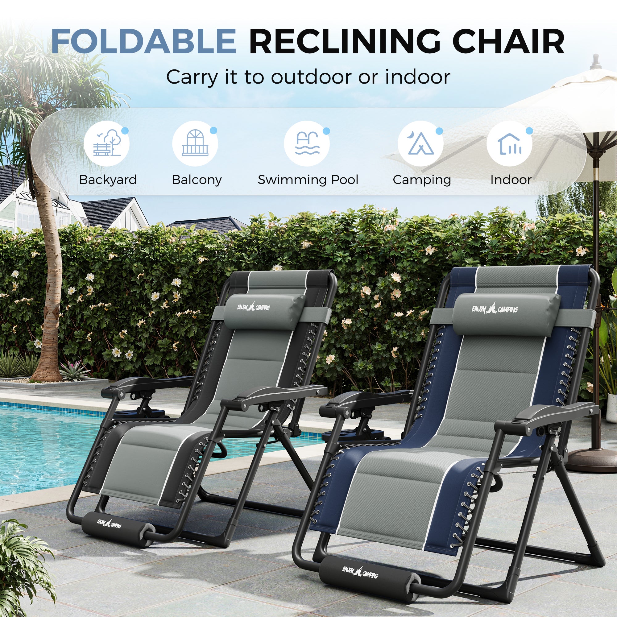 Oversized Zero Gravity Chair – Heavy Duty 500lb Capacity, Adjustable Recliner with Headrest & Footrest, Foldable Outdoor Patio Lounge Chair