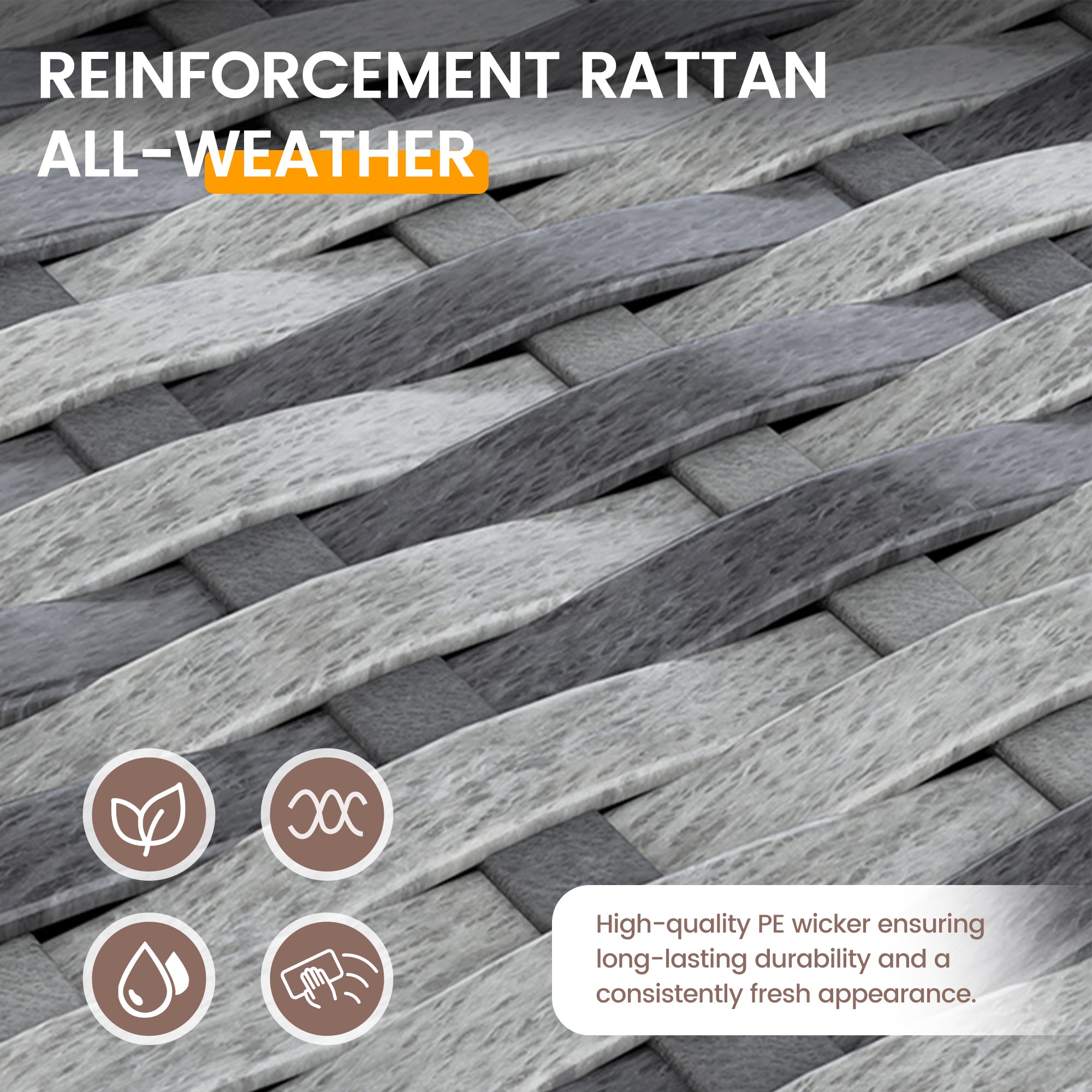 UDPATIO Outdoor Patio Furniture Set, 7-Piece PE Wicker Sectional Sofa with Tea Table, Outdoor Conversation Set for Patio, Garden, Backyard (Grey Cushions with Grey Rattan)