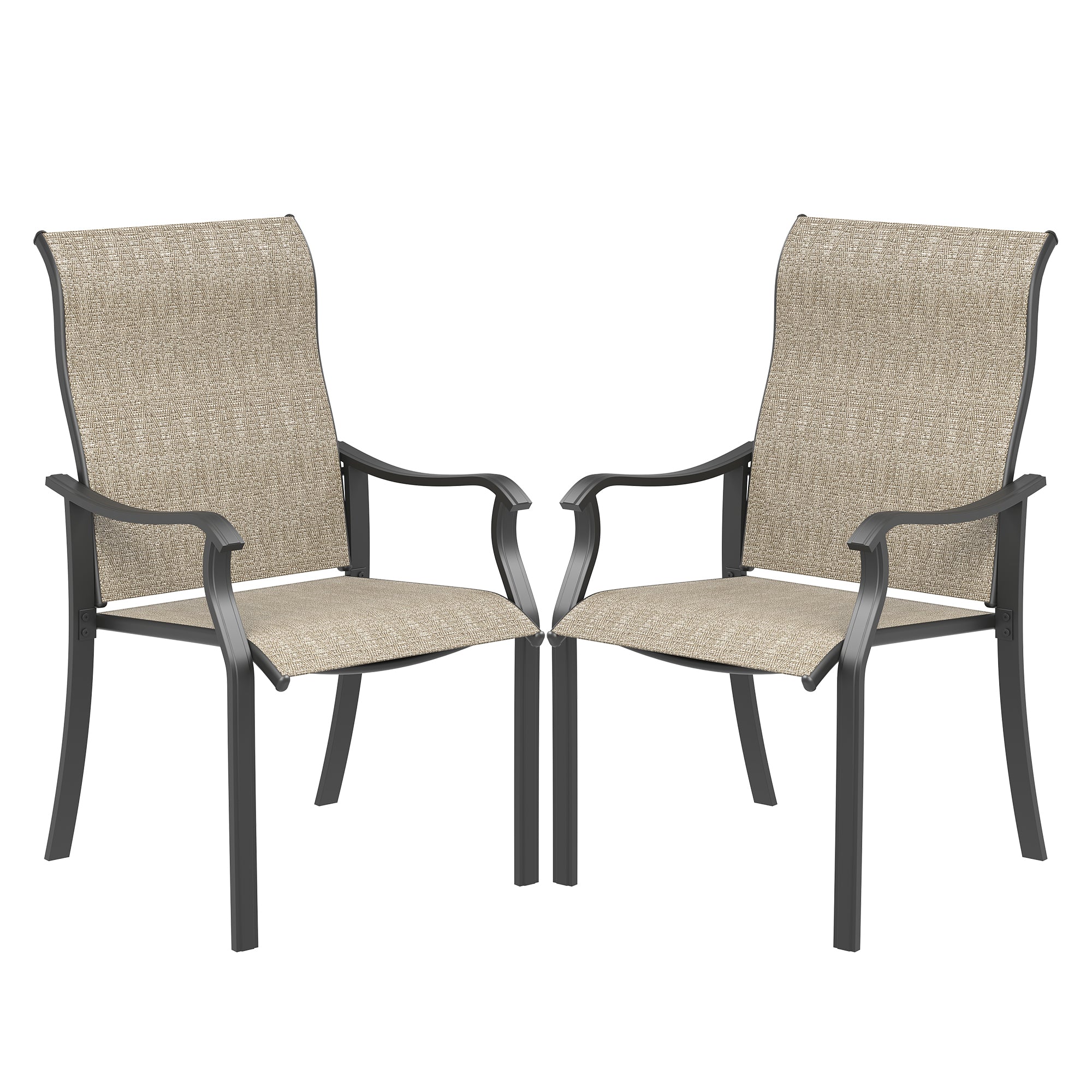 UDPATIO Patio Dining Chairs Set of 2, High Back Wide Seat Outdoor Furniture Chairs with All Weather Breathable Textilene, for Garden Backyard Deck, Brown