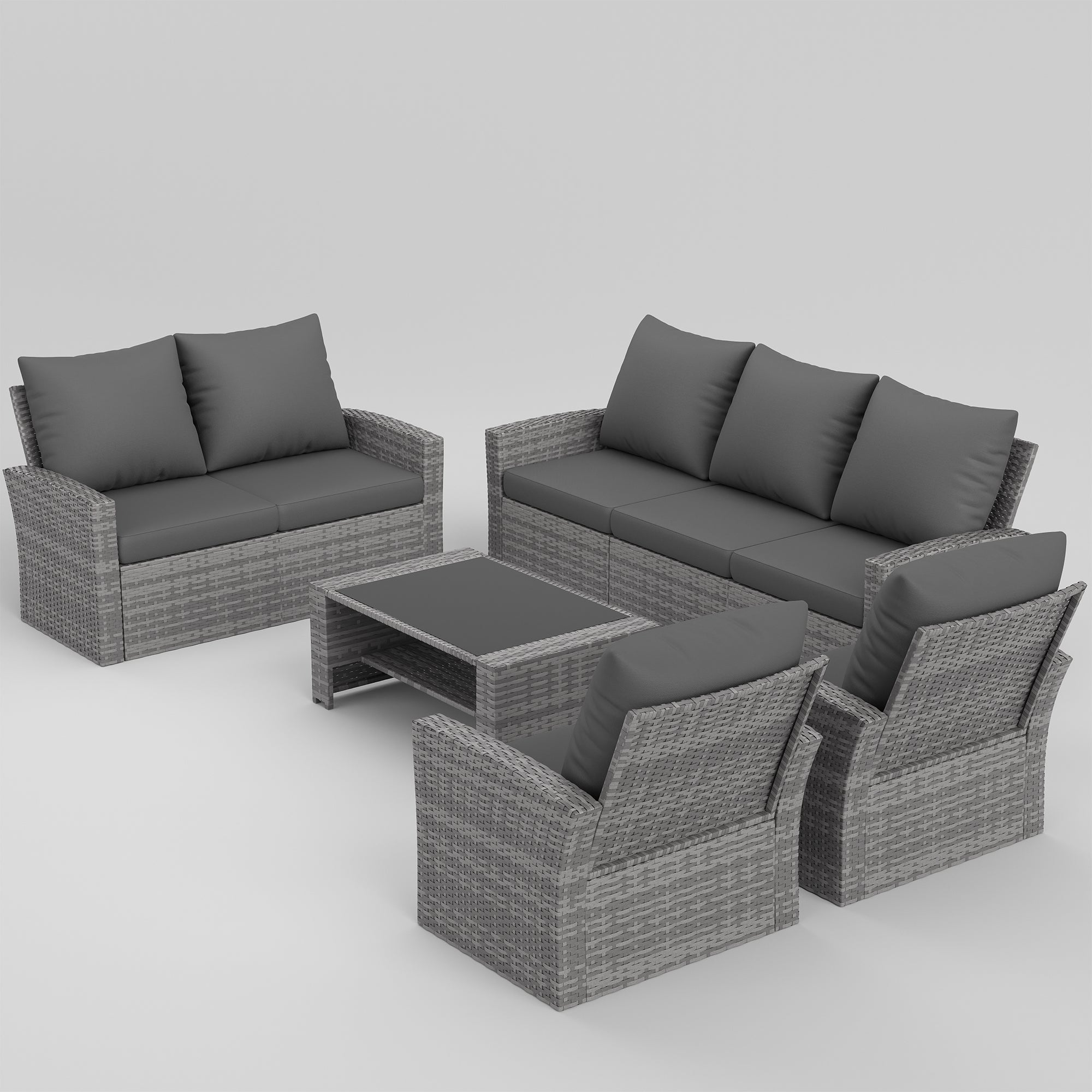 UDPATIO Wicker Patio Furniture Set,Multiple combination sofa sets,Gray PE Rattan Patio Sofa Set for Balcony, Porch, Backyard, Gray