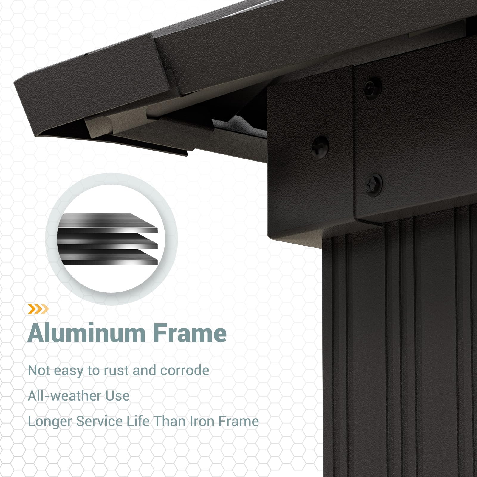 Hardtop Gazebo, Outdoor Aluminum Gazebo with Galvanized Steel Double Roof