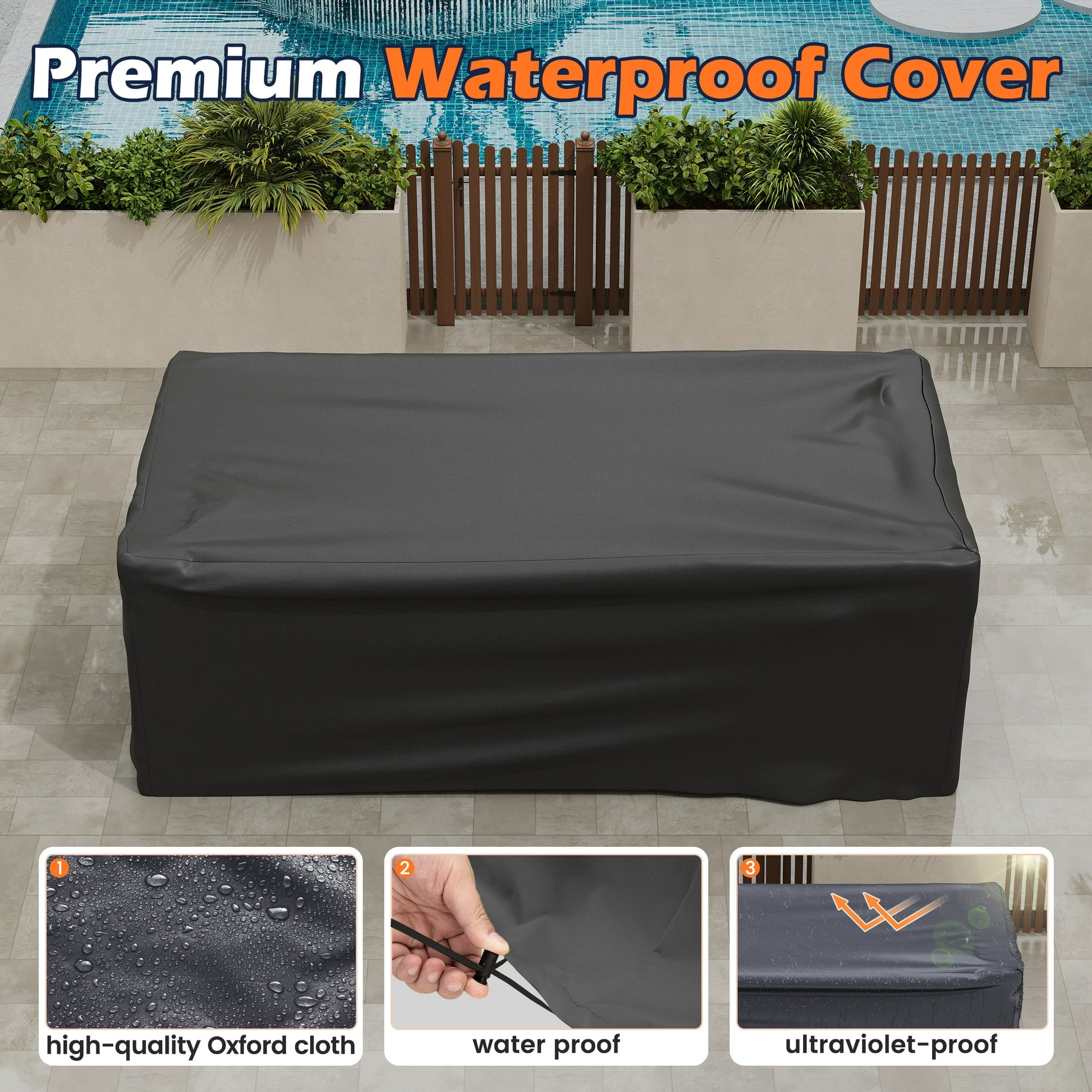 UDPATIO 6-Piece Patio Furniture Set, Outdoor Patio Sofa Set With Wide Armrest, All-Weather Wicker Rattan Guest Set With Cushion And Glass Table And Waterproof Cover, Brown & Dark Grey