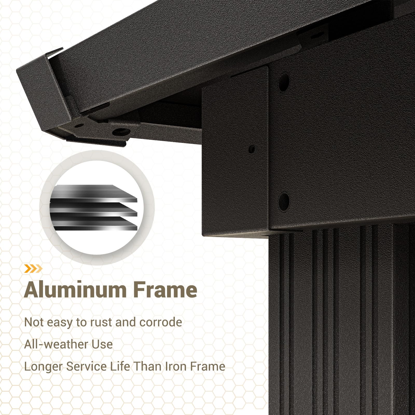 Hardtop Gazebo, Outdoor Aluminum Gazebo with Galvanized Steel Double Roof