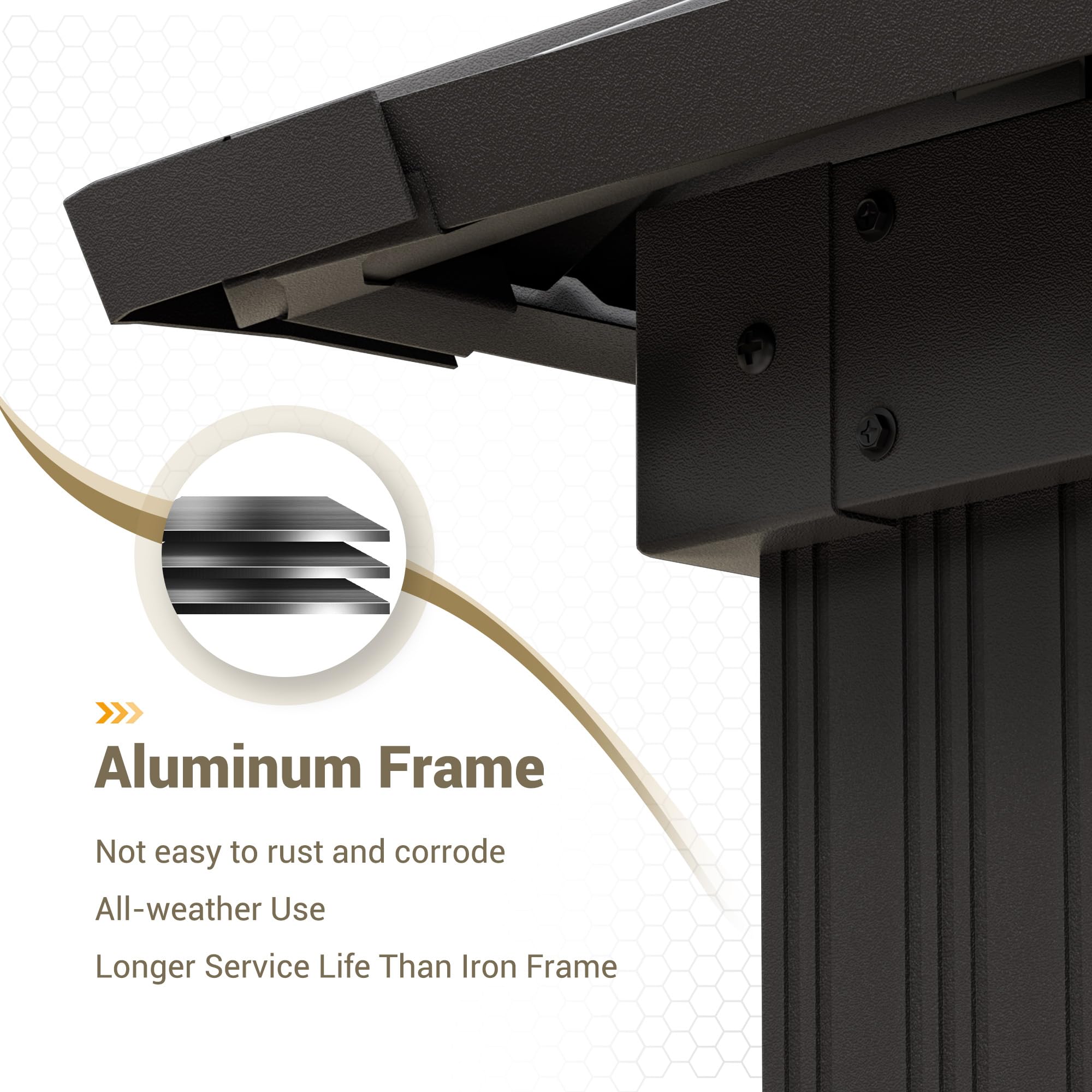 Hardtop Gazebo, Outdoor Aluminum Gazebo with Galvanized Steel Double Roof