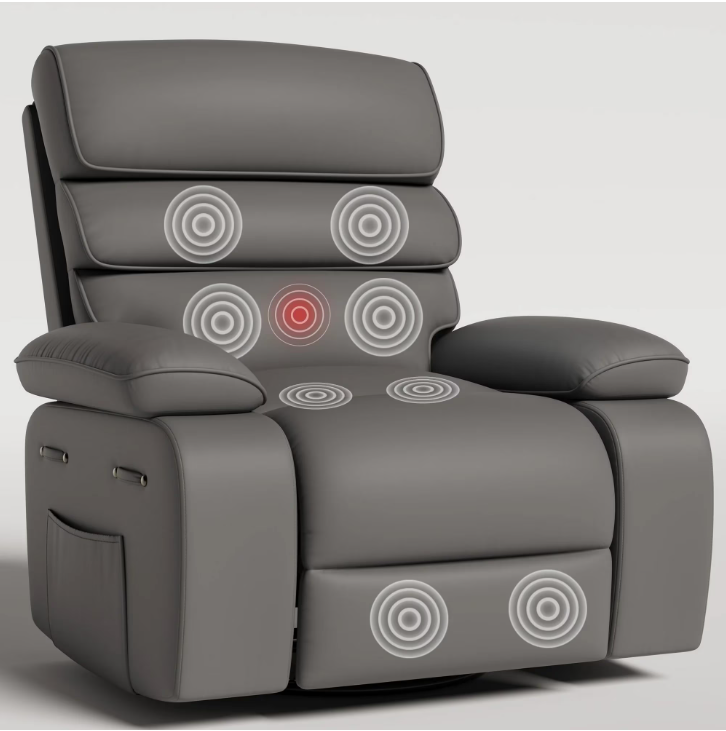 FIONA'S MAGIC Oversized Electric Recliner Chair with Heat and Massage, Adjustable Recline for Living Room ( Dark Gray 35" Seat Width)