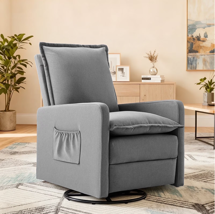 FIONA'S MAGIC Recliner Chair,Nursery Glider for Living Room, Upholstered Swivel Glider, Linen Light Gray 4.5 stars out of 6 reviews (4.5)| 6 ratings