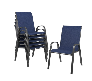 UDPATIO Patio Chairs Set of 6, Outdoor Dining Chairs High Back with All Weather Breathable Textilene, Metal Frame for Lawn Garden Backyard Deck, Blue