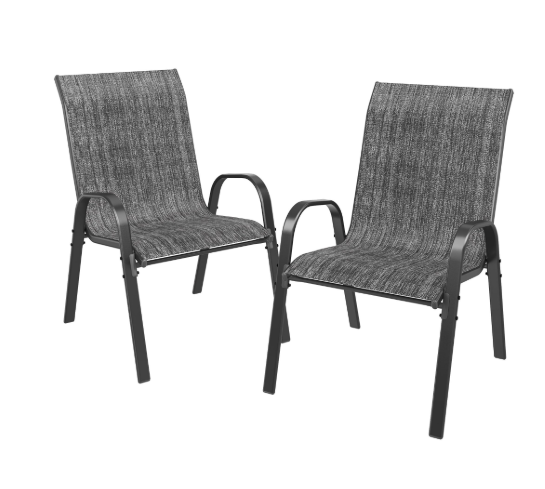 UDPATIO Patio Chairs Set of 2, Outdoor Dining Chairs High Back with All Weather Breathable Textilene, Metal Frame for Lawn Garden Backyard Deck, Dark Grey