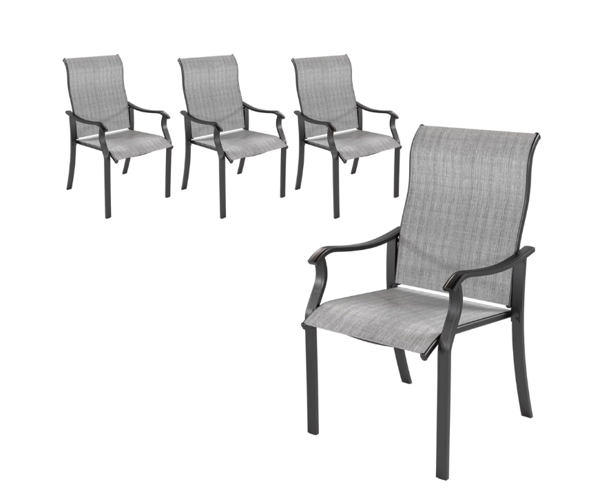 UDPATIO Patio Chairs Set of 4, Outdoor Dining Chairs High Back with All Weather Breathable Textilene, Metal Frame for Lawn Garden Backyard Deck, Grey White (4.6) | 77 ratings