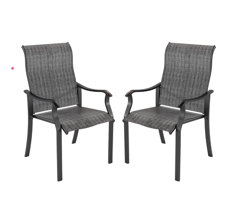 UDPATIO Patio Chairs Set of 2, Outdoor Dining Chairs High Back with All Weather Breathable Textilene, Metal Frame for Lawn Garden Backyard Deck, Dark Grey
