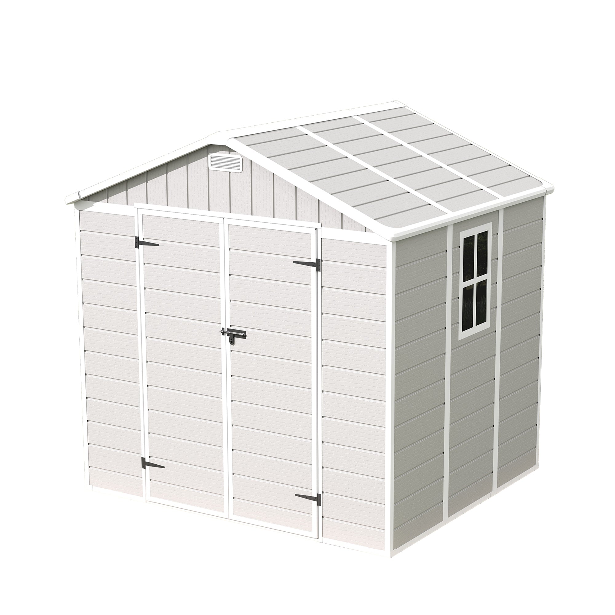 UDPATIO Resin Storage Shed 8 x 6 FT, Outdoor Garden Sheds with Floor Plastic Patio Outdoor Storage Shed with Lockable Door, Sandstone