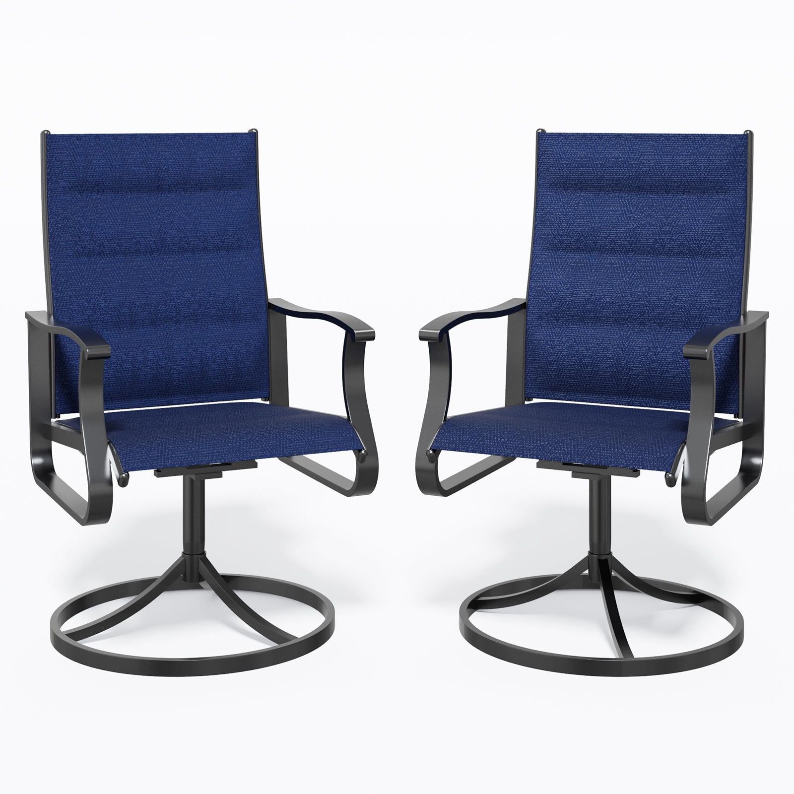 UDPATIO Swivel Patio Chairs Set of 2, Outdoor Swivel Rocker Patio Chairs with High Back, All Weather Textilene & Metal Frame for Backyard, Lawn, Porch, Pooside or Garden, Navy Blue - Padded