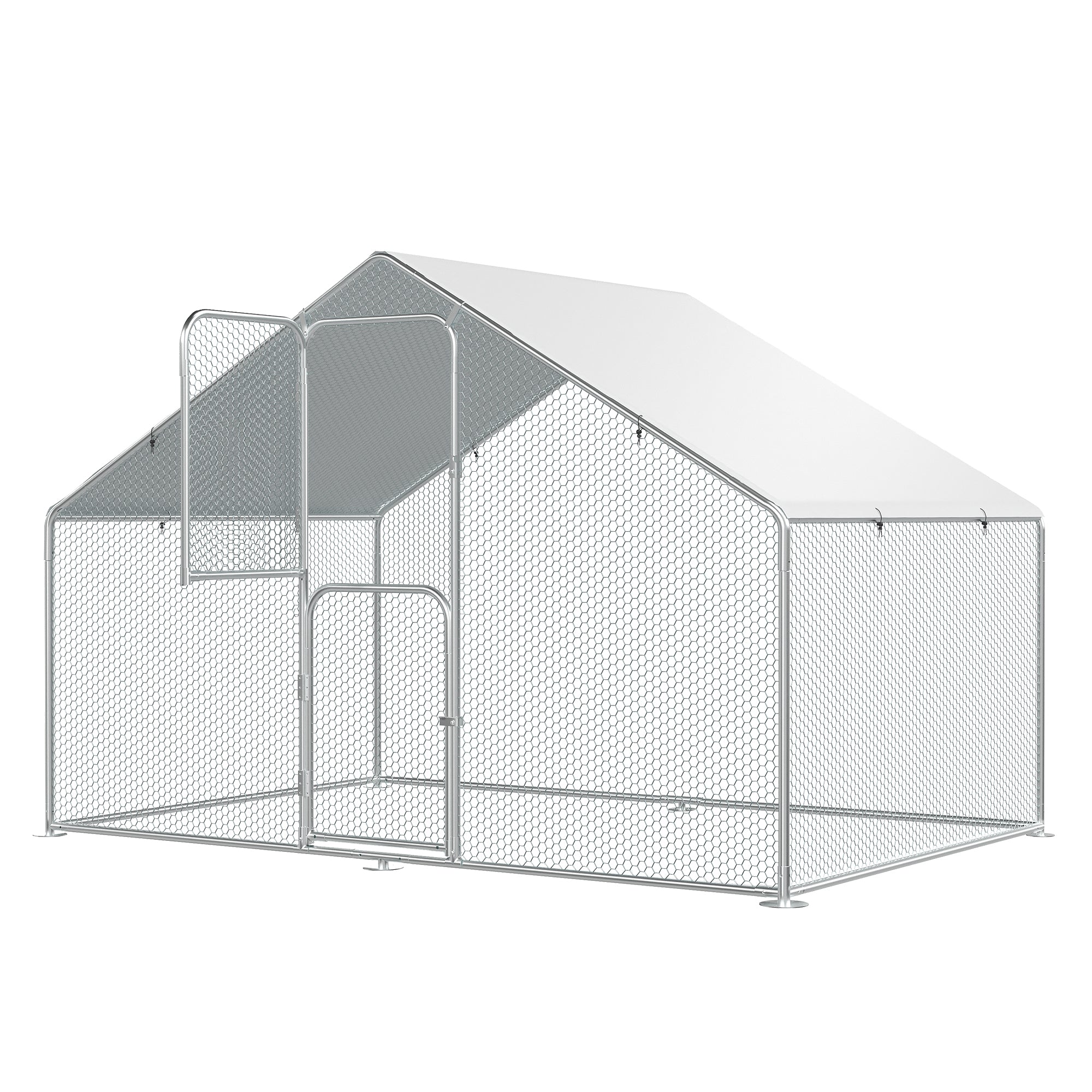 UDPATIO Large Metal Chicken Coop Walk in, Outdoor Heavy Duty Chickens Pen Run w/Cover for Chickens - Predator Proof Poultry House,6*10*6 FT