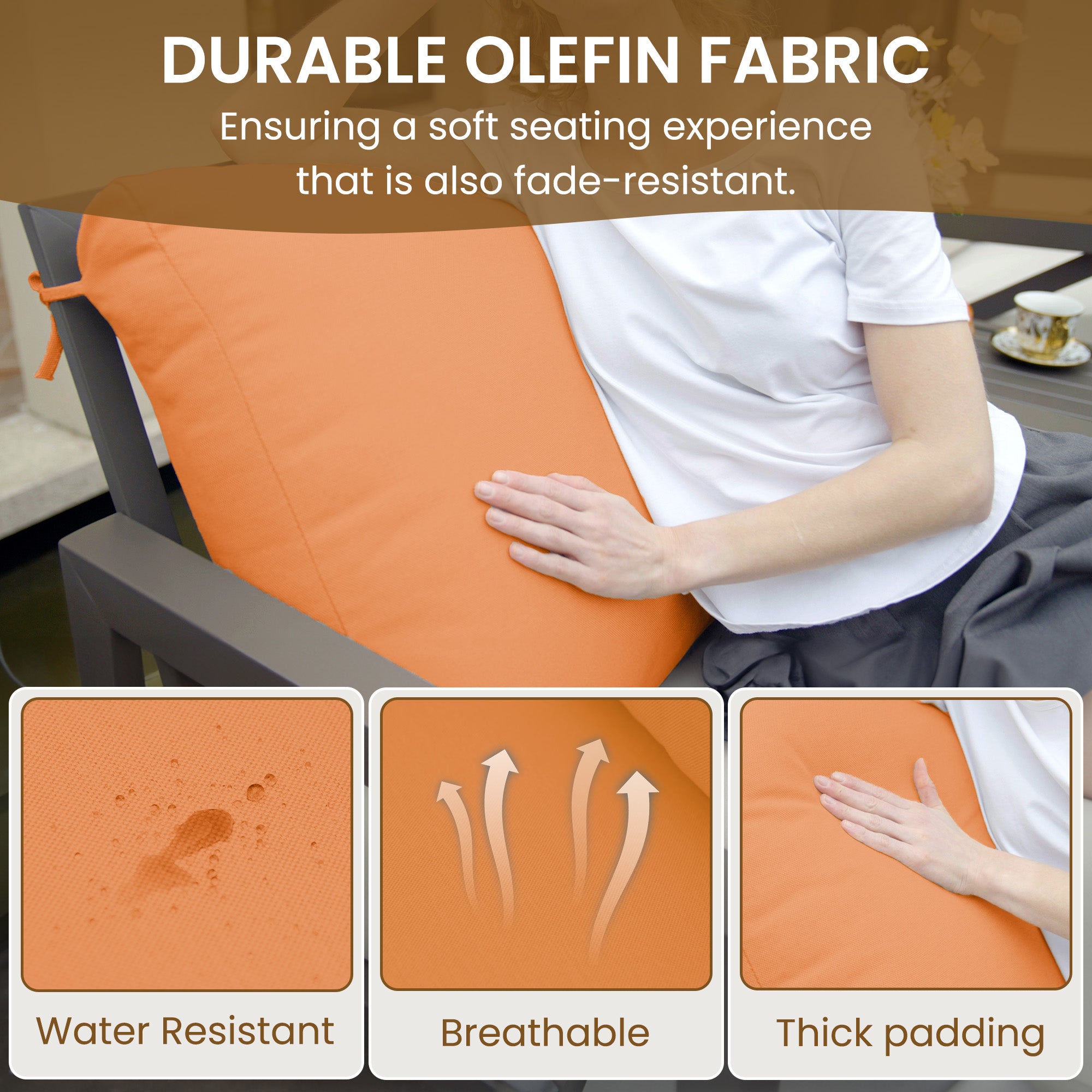 UDPATIO Rocking Chair Outdoor Set 2 with Coffee Table, 3 Piece Metal Rocking Bistro Set with 6.5" Water-Resistant Cushions, Oversized, 350lbs Heavy-Duty, for Porch, Patio, Balcony