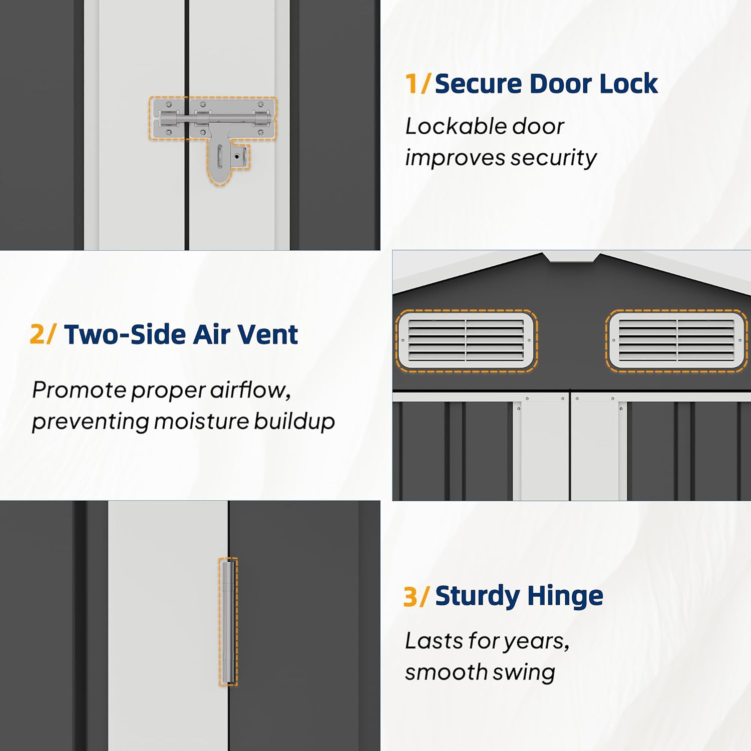 UDPATIO 10×8 FT Outdoor Storage Shed with Base, Metal Steel All-Weather Resistant Heavy Duty Shed, Lockable Door & Sloped Roof for Bicycle Tool in Patio Lawn Garden Backyard, Grey