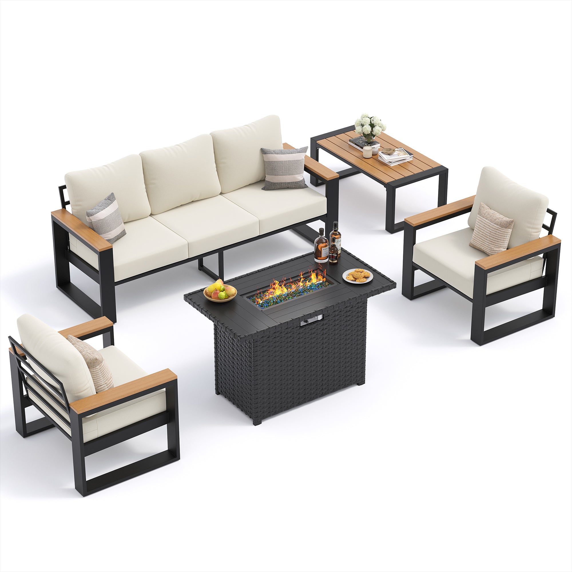 UDPATIO Aluminum Patio Furniture Set 5 Pieces, Ergonomic Backrest