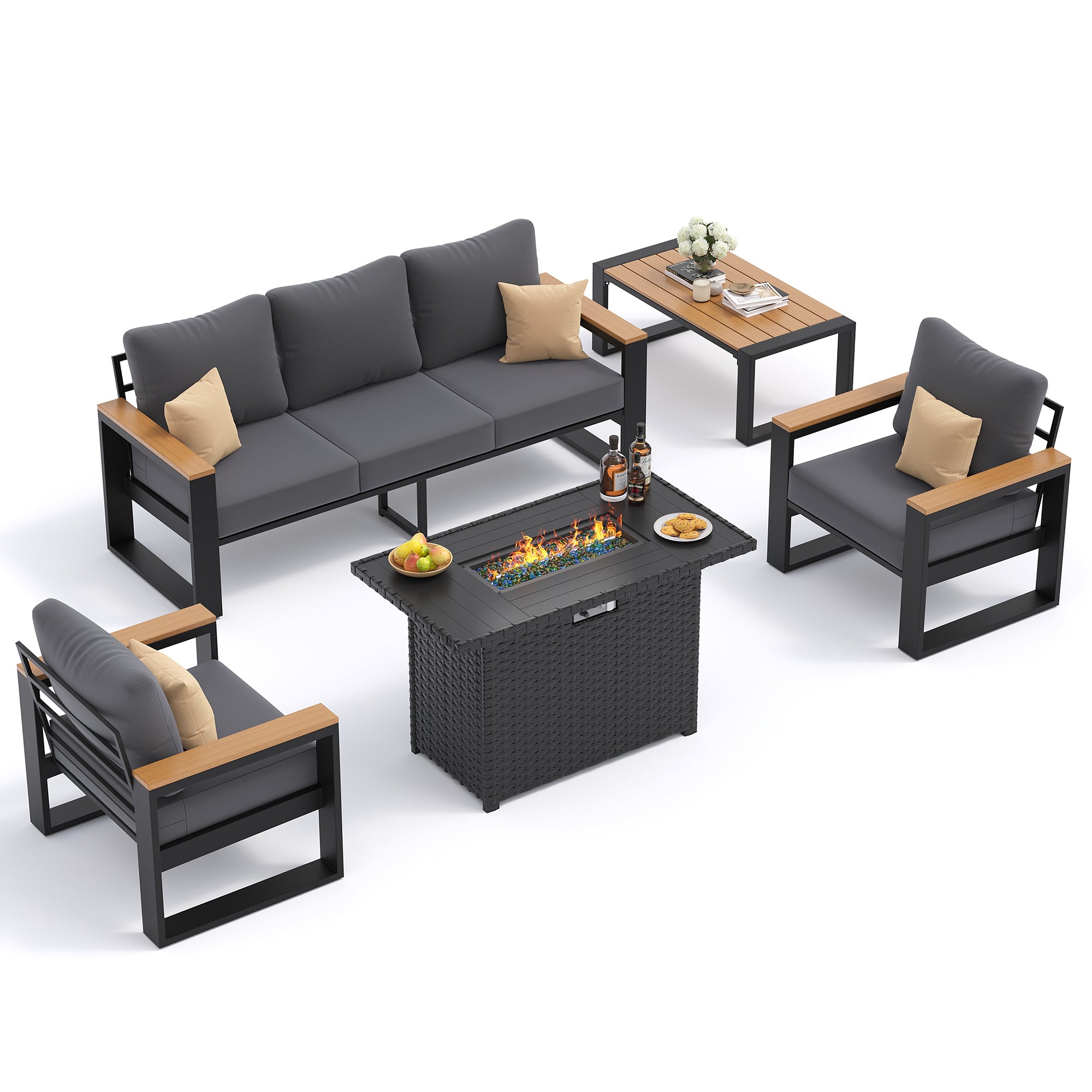 UDPATIO Aluminum Patio Furniture Set 5 Pieces, Ergonomic Backrest