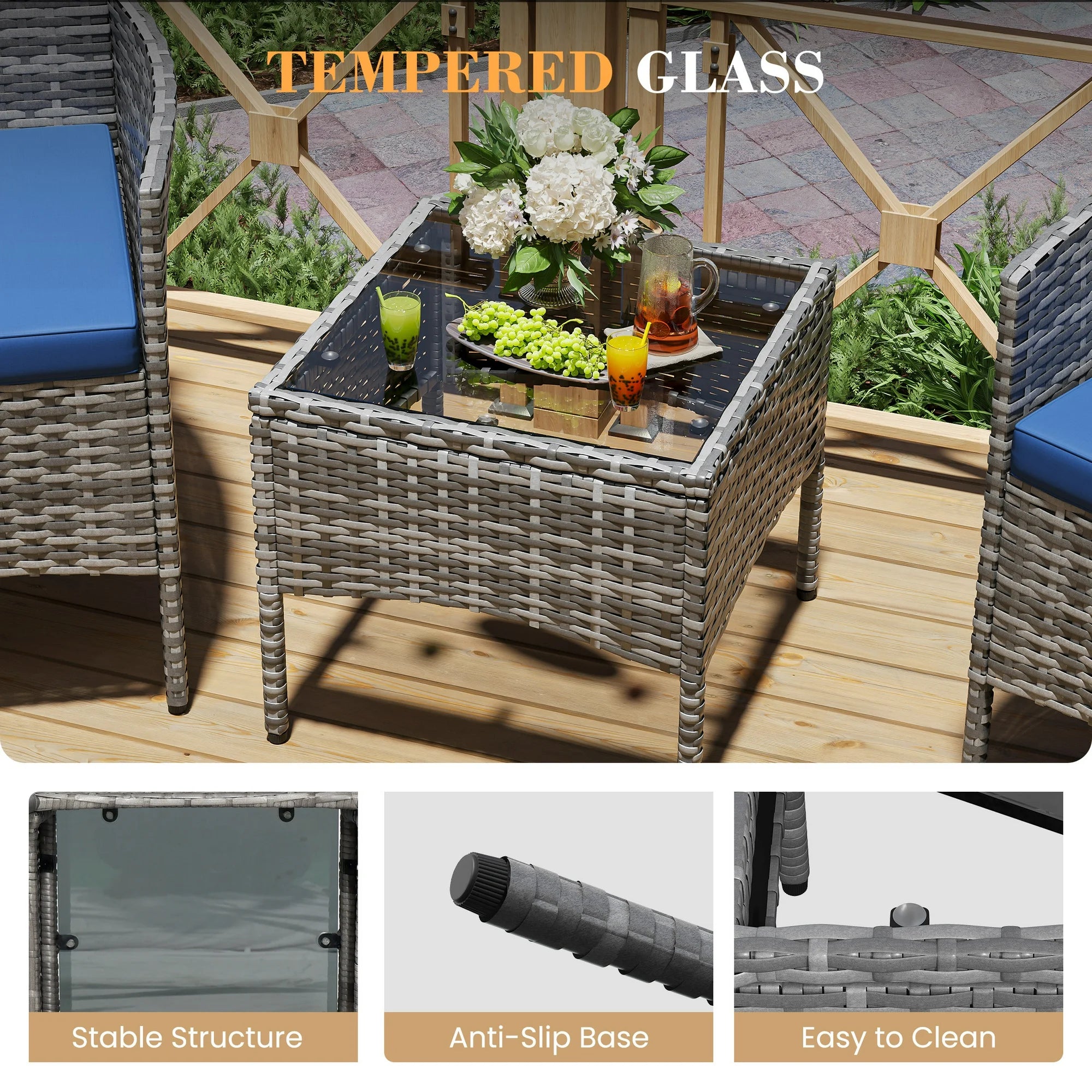 UDPATIO Furniture Set 3 Pieces Patio Rattan Wicker Chairs,Patio Porch Outdoor Furniture Set with Chairs(NA)