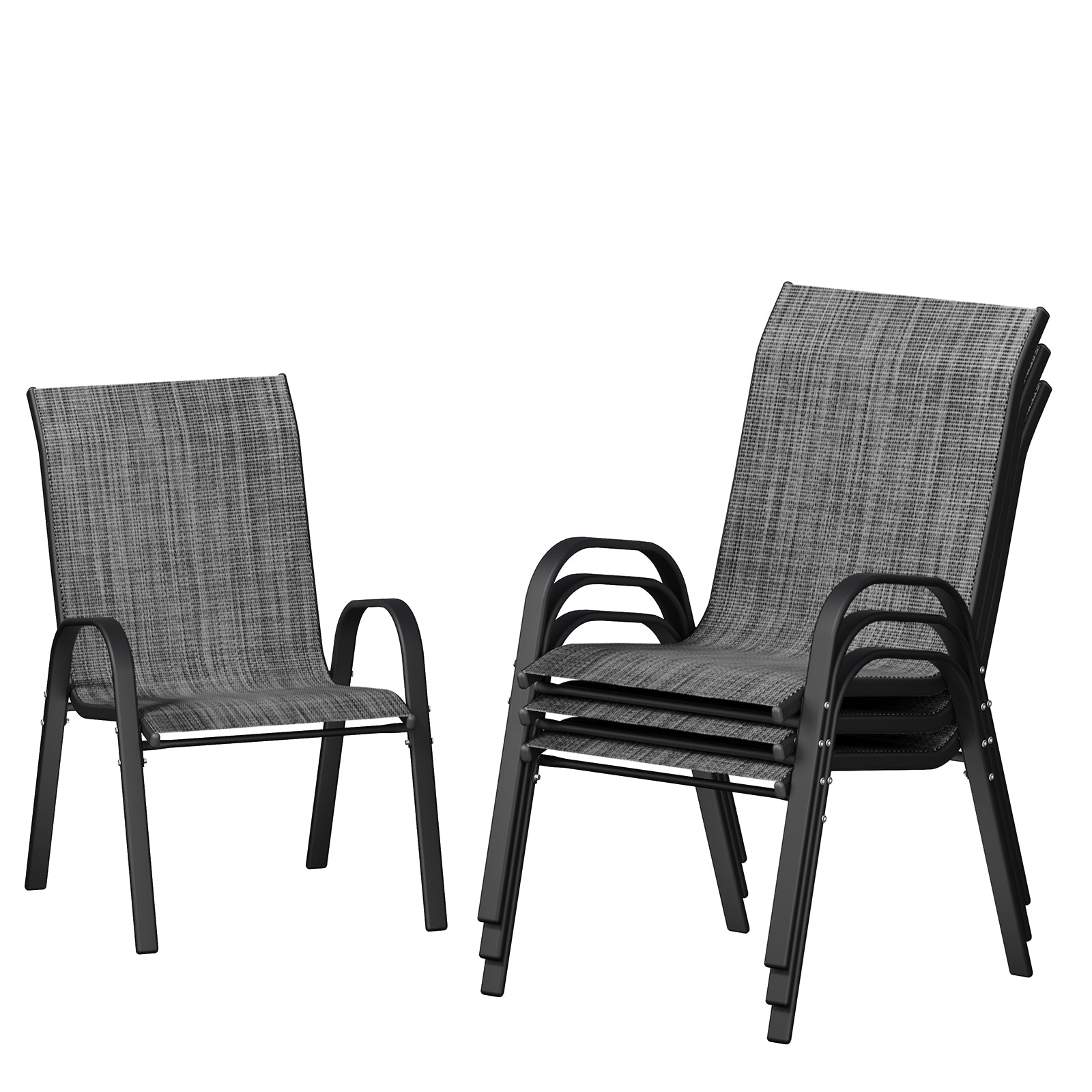 UDPATIO Patio Chairs Set of 4, Stackable Outdoor Dining Chairs with High Back, Textilene Fabric Breathable Outdoor Chair All Weather, 350LBS Capacity for Garden, Backyard (Dark Grey)