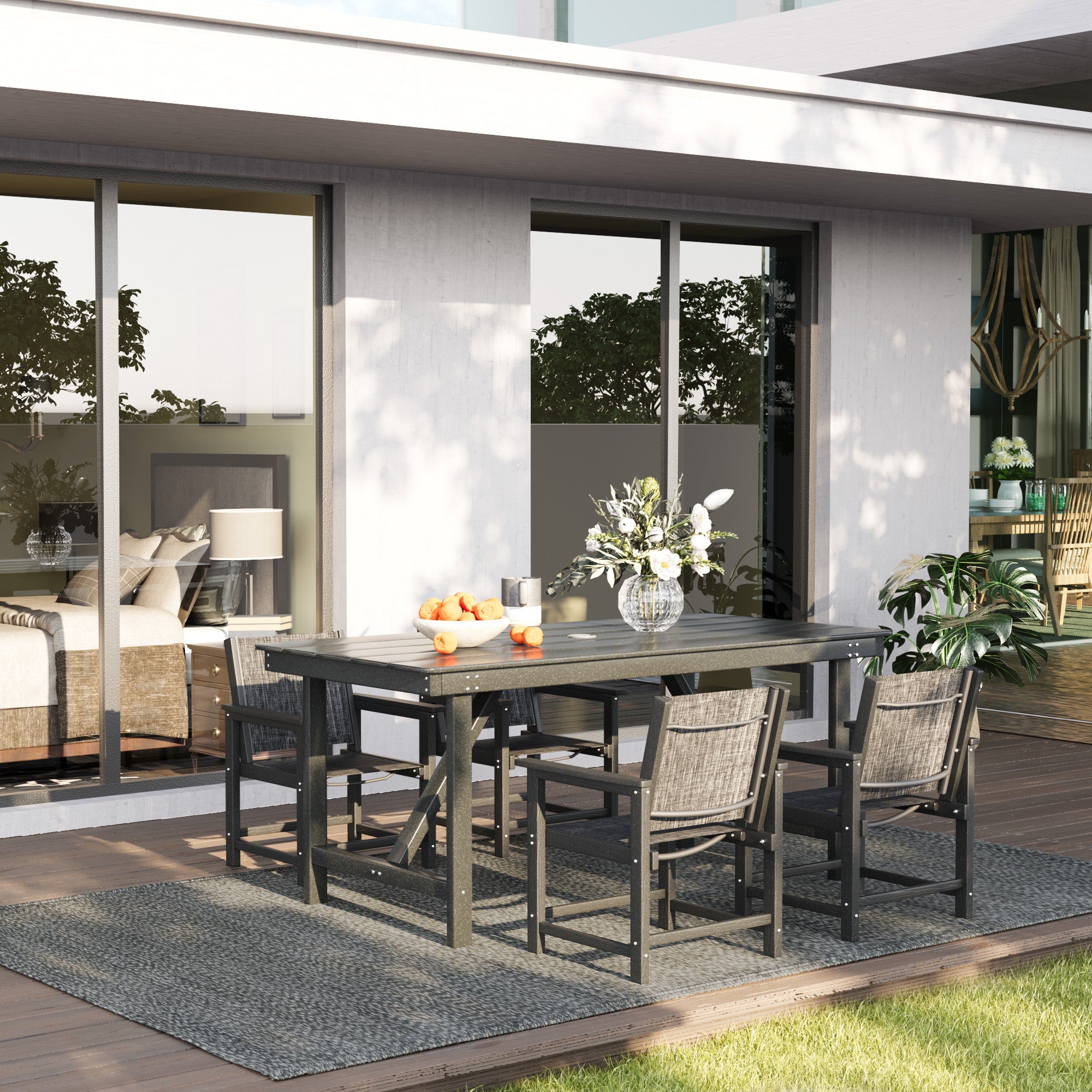 HDPE Patio Dining Set, Heavy Duty Extra-Wide Outdoor Chairs with 360 lb Load Capacity, Easy to Assembly, All-Weather Seating for Patio, Pool, Garden, Backyard