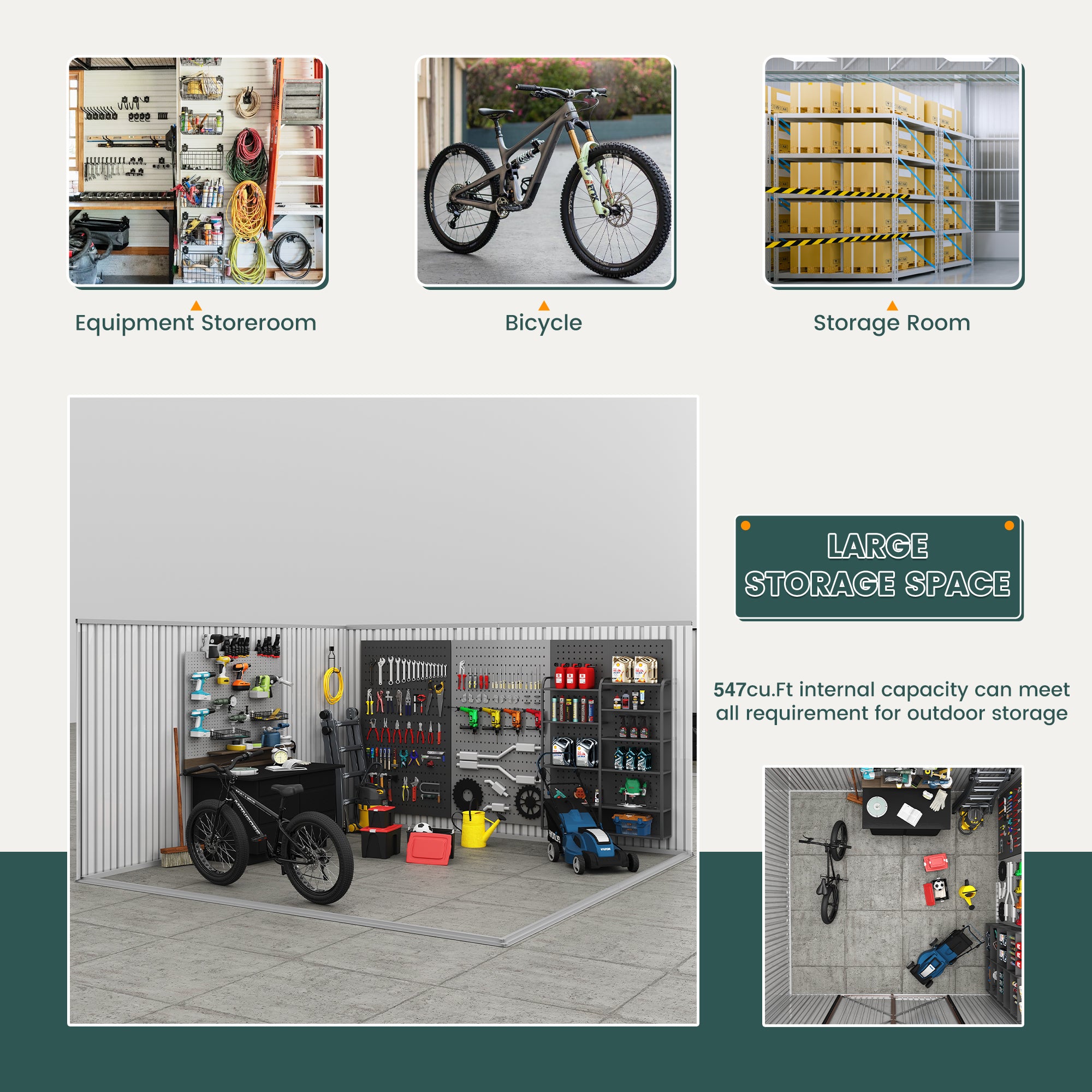 UDPATIO Outdoor Storage Shed 10x10 FT, Outside Sheds & Outdoor Storage Metal Galvanized Steel Yard, Lawn, with Lockable Door for Can, Bike, Lawnmower,Dark Grey