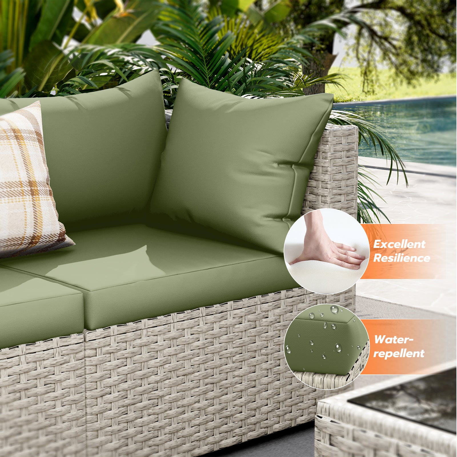 UDPATIO Outdoor Patio Furniture Set, 7-Piece PE Wicker Sectional Sofa with Tea Table, Outdoor Conversation Set for Patio, Garden