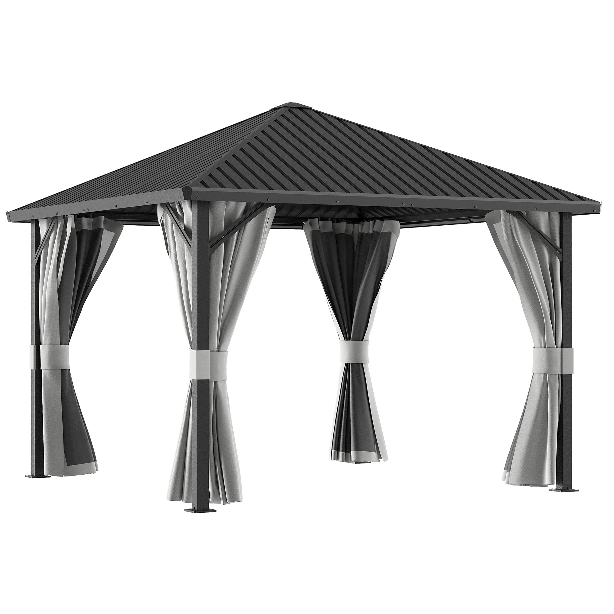 DPATIO 10'x10' Hardtop Patio Gazebo, Outdoor Metal Gazebos, Gray