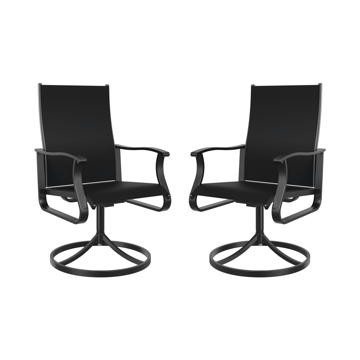 UDPATIO Low Back Outdoor Dining Chair Set of 2, 360° Swivel Patio Chair Outside for Lawn Garden Backyard Deck, Black