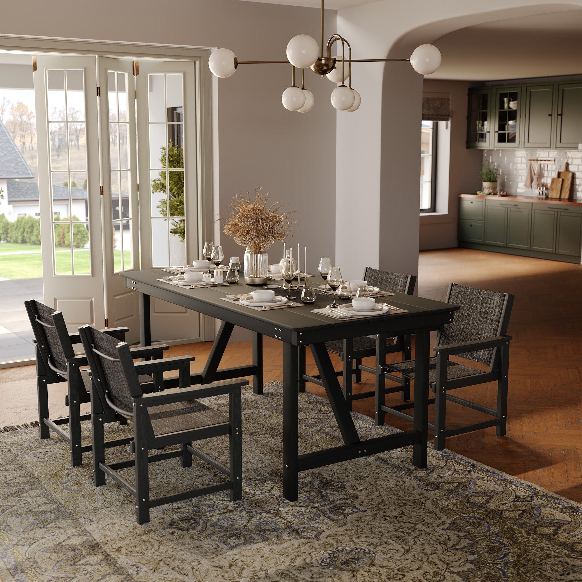 HDPE Patio Dining Set, Heavy Duty Extra-Wide Outdoor Chairs with 360 lb Load Capacity, Easy to Assembly, All-Weather Seating for Patio, Pool, Garden, Backyard