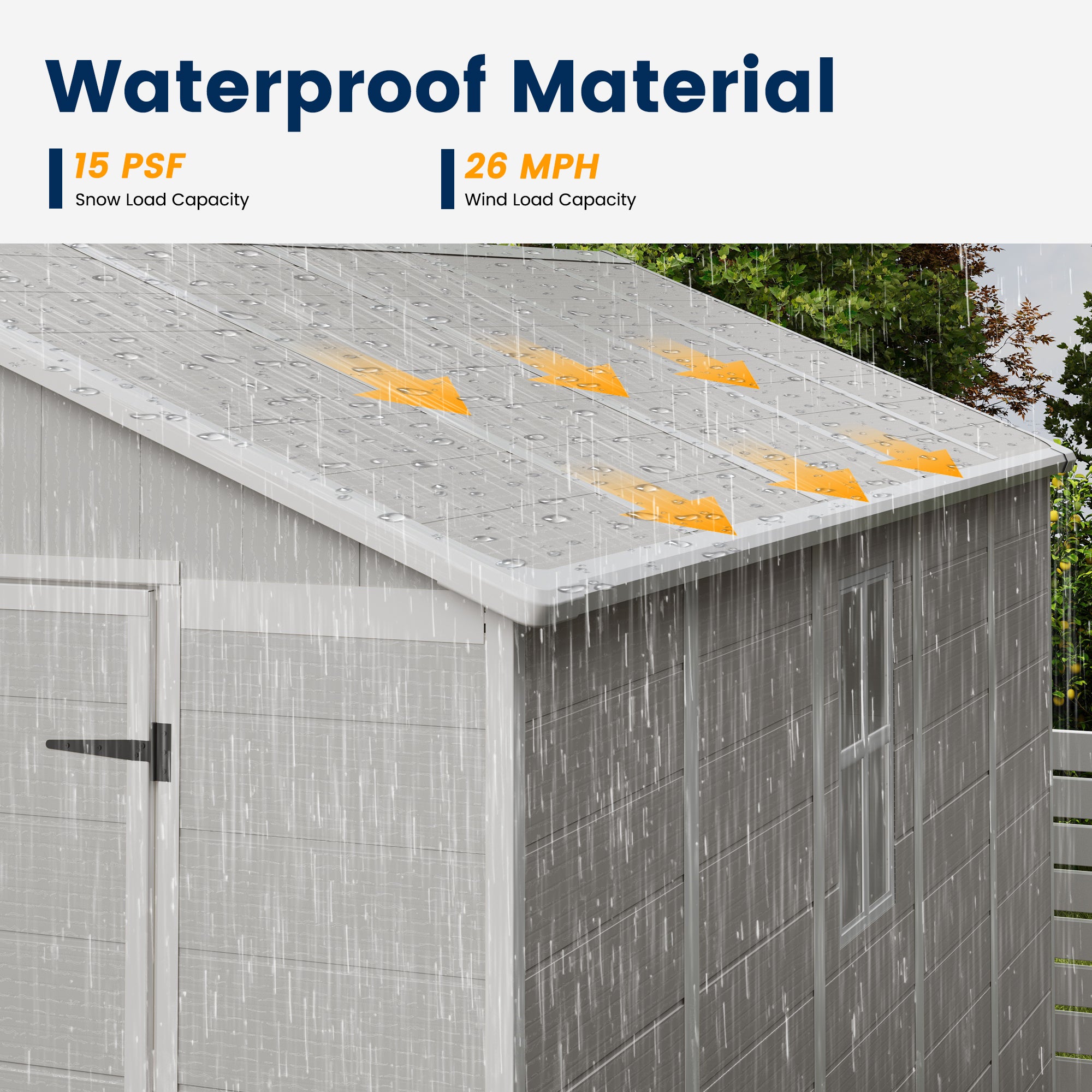 UDPATIO Resin Storage Shed 8 x 10 FT, Outdoor Garden Sheds with Floor Plastic Patio Outdoor Storage with Lockable Door for Bike, Garbage Sandstone