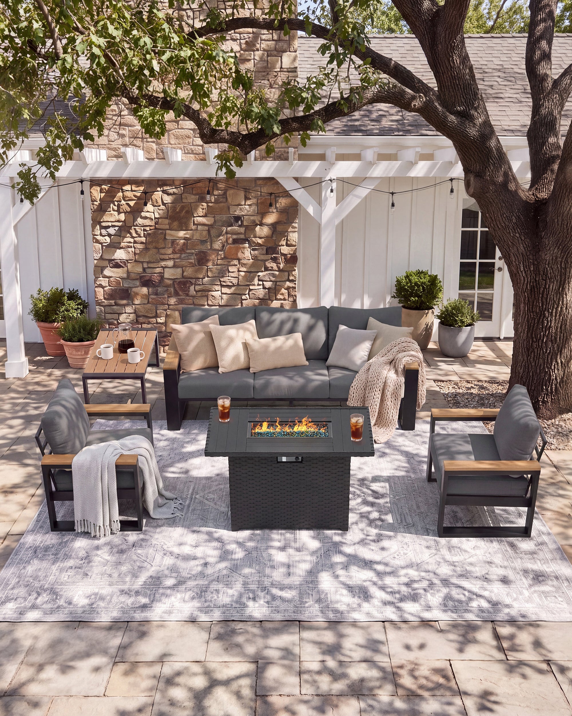 UDPATIO Aluminum Patio Furniture Set 5 Pieces, Ergonomic Backrest