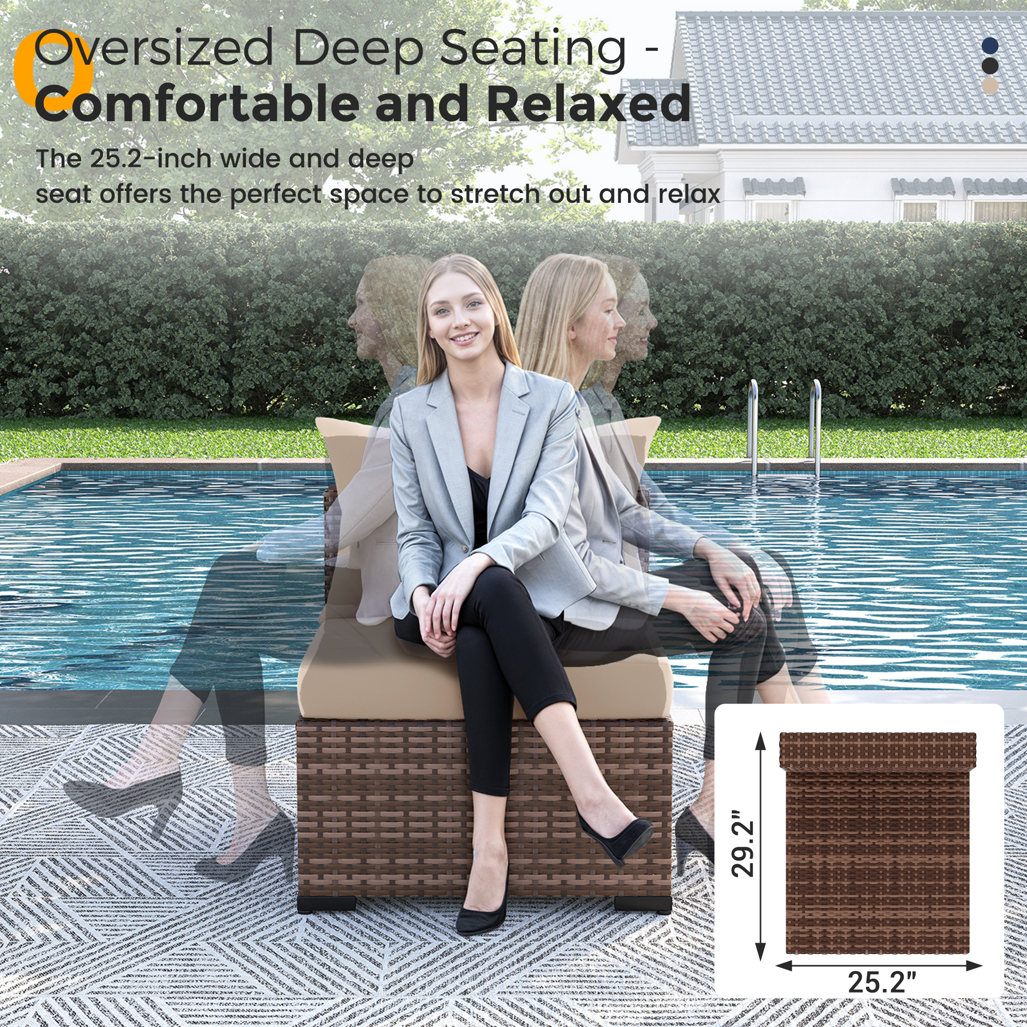 UDPATIO Outdoor Patio Furniture Set with Fire Pit Table, 8 Piece Outdoor Sectional Sofas, All-Weather Wicker Patio Conversation Set for Garden, Backyard
