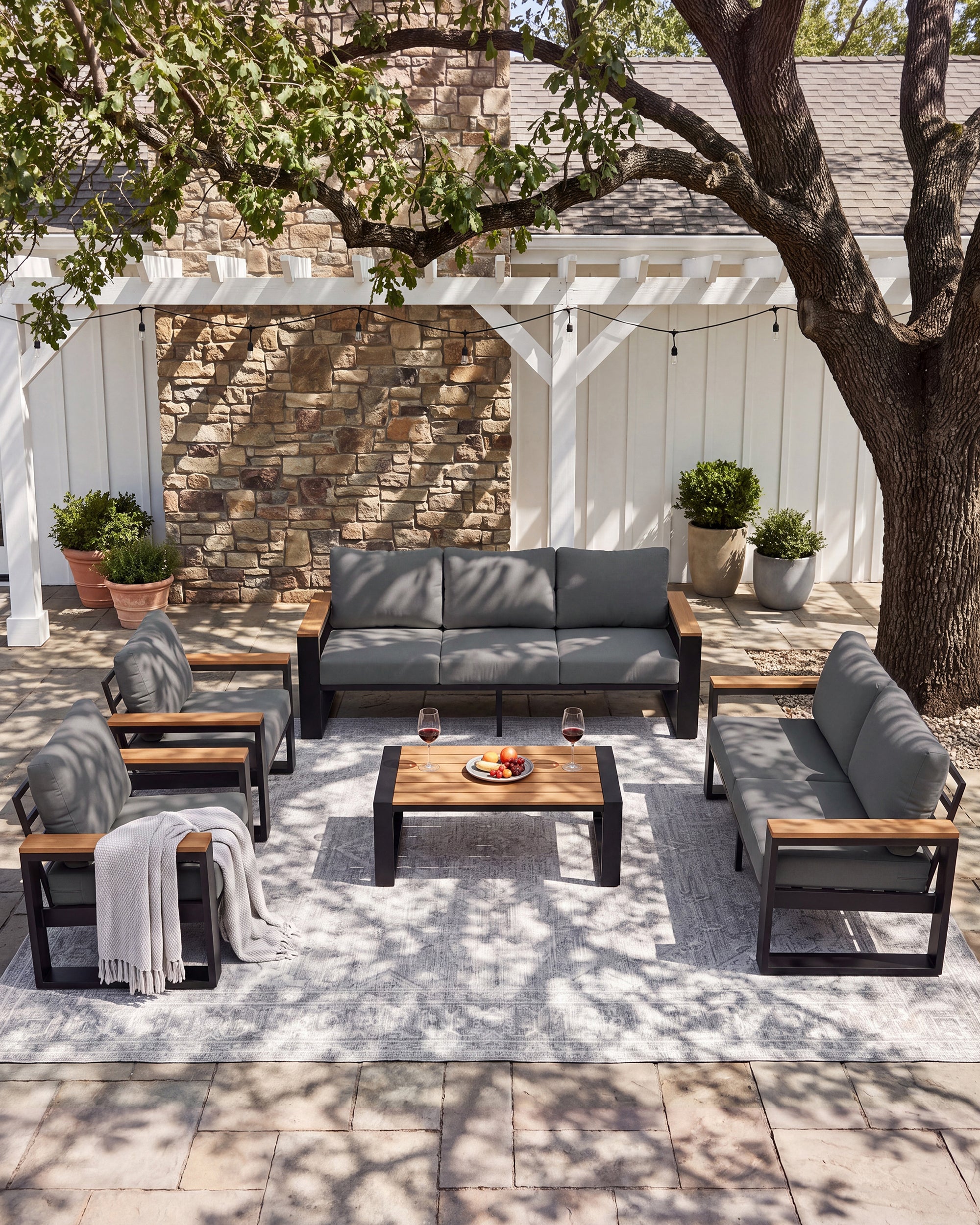 UDPATIO Aluminum Patio Furniture Set 5 Pieces, Ergonomic Backrest