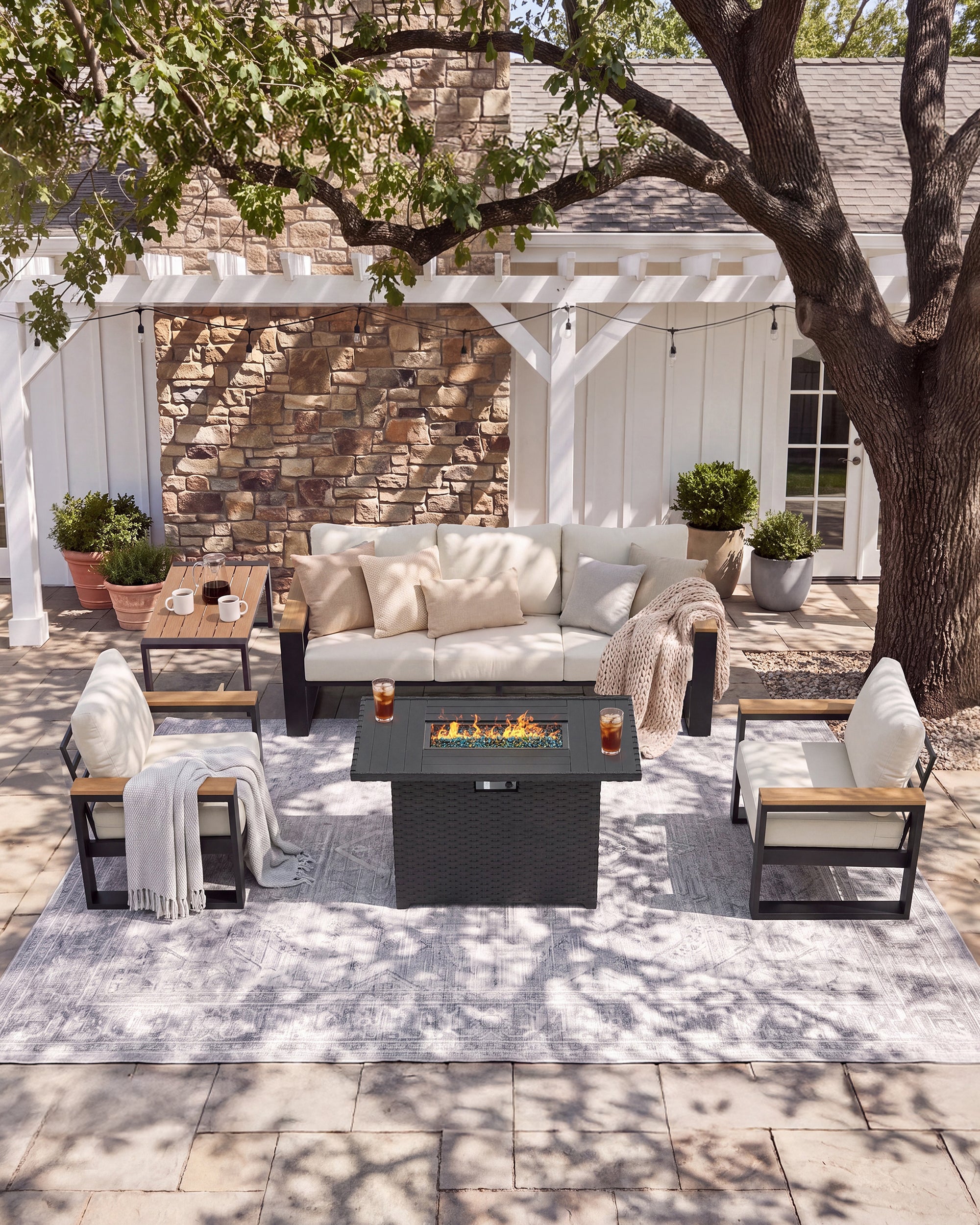 UDPATIO Aluminum Patio Furniture Set 5 Pieces, Ergonomic Backrest