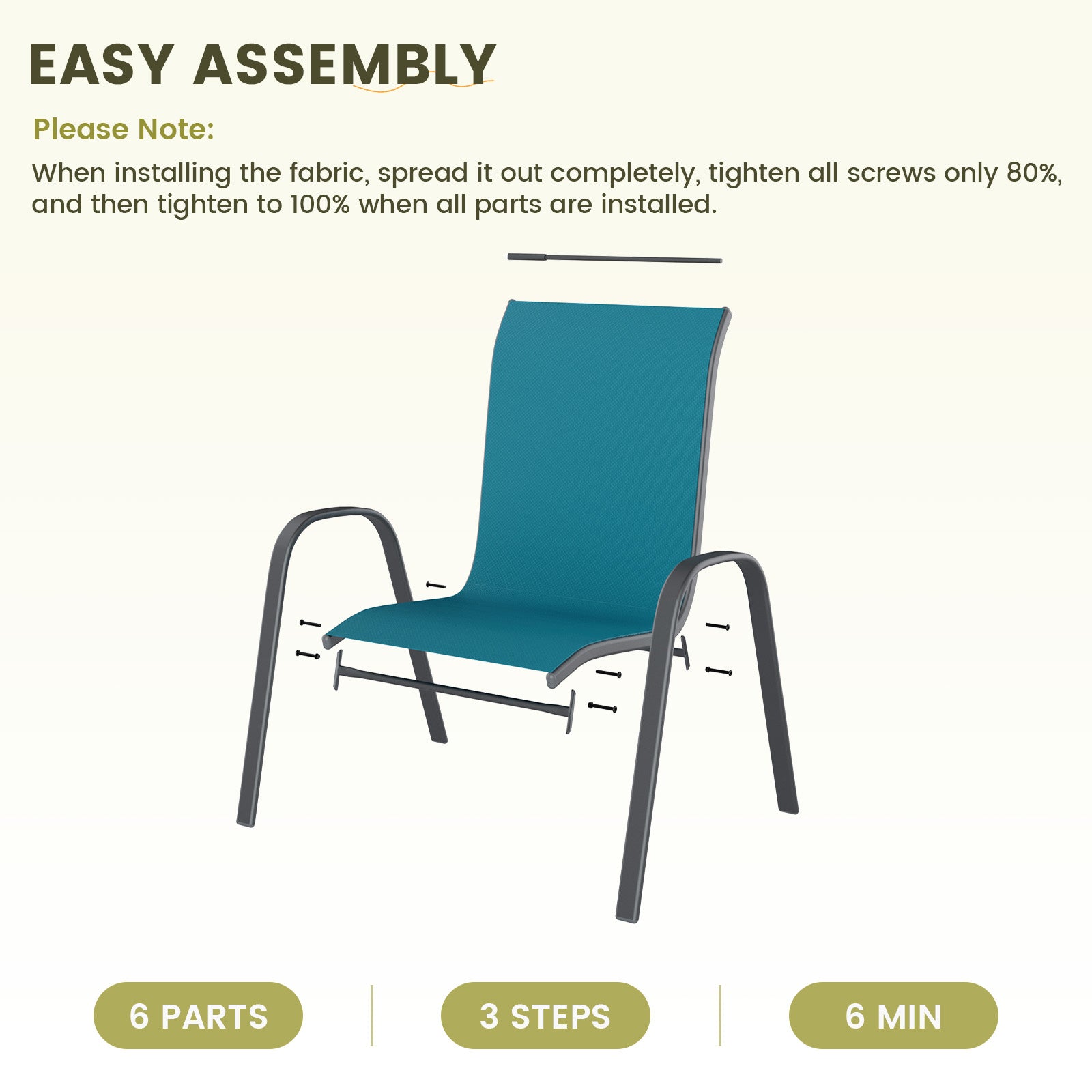 UDPATIO Patio Chairs Set of 4, Stackable Outdoor Dining Chairs with High Back, Breathable Textilene Fabric Outdoor Chair All Weather, 350LBS Capacity for Garden, Backyard (Light Blue)