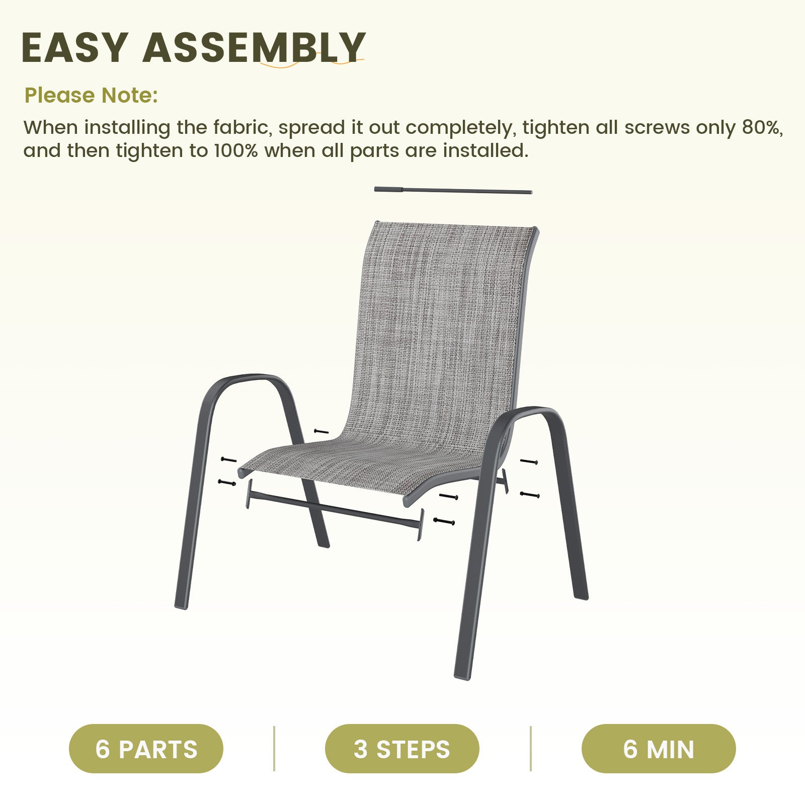 UDPATIO Patio Chairs Set of 4, Stackable Outdoor Dining Chairs with High Back, Breathable Textilene Fabric Outdoor Chair All Weather, 350LBS Capacity for Garden, Backyard (Light Grey)