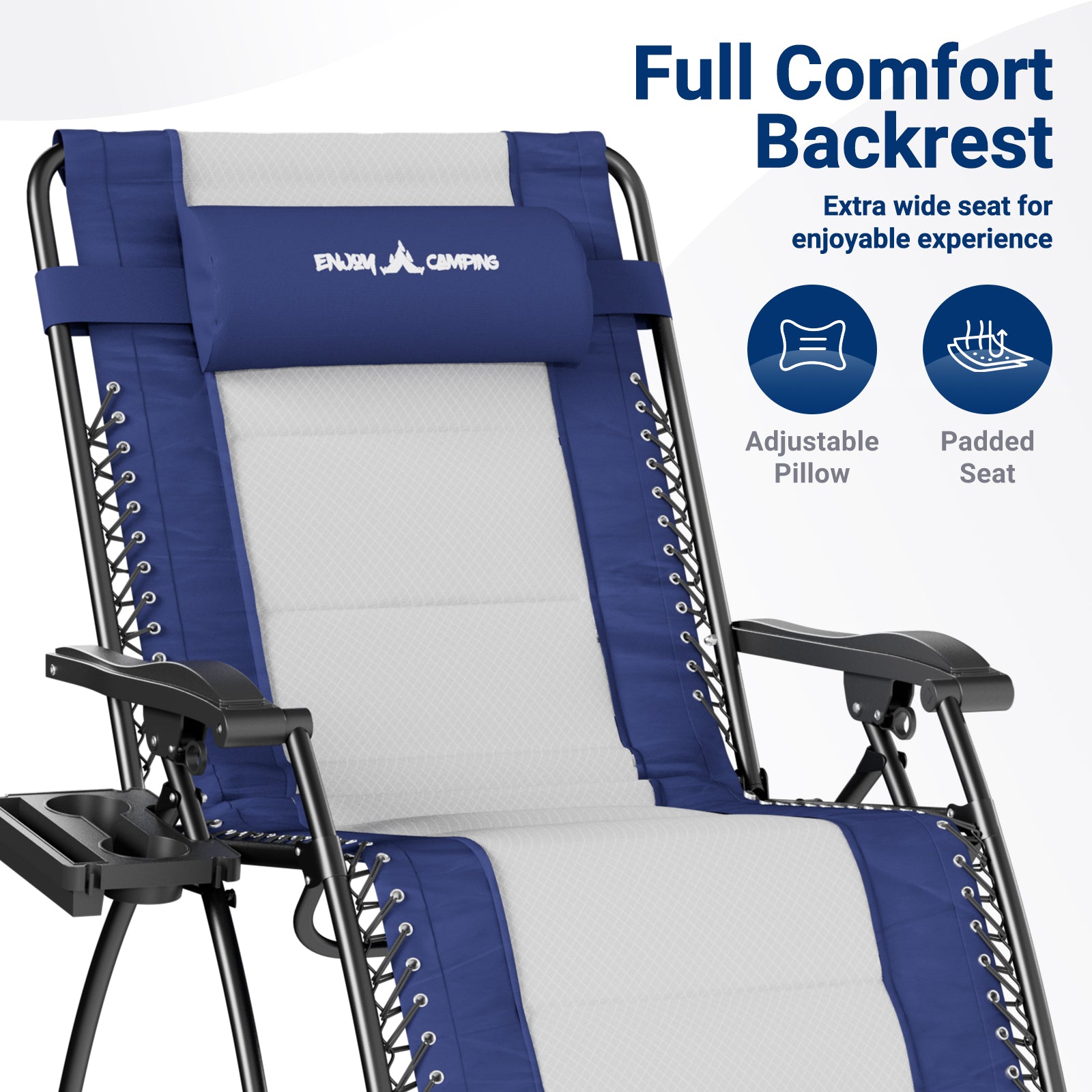 UDPATIO Zero Gravity Chair Set of 2 33In Oversized XXL Patio Anti Gravity Chairs Outdoor Lounge Folding Adjustable Recliner with Cup Holder, Foot Rest & Padded Headrest,Light Grey, Support 500lbs