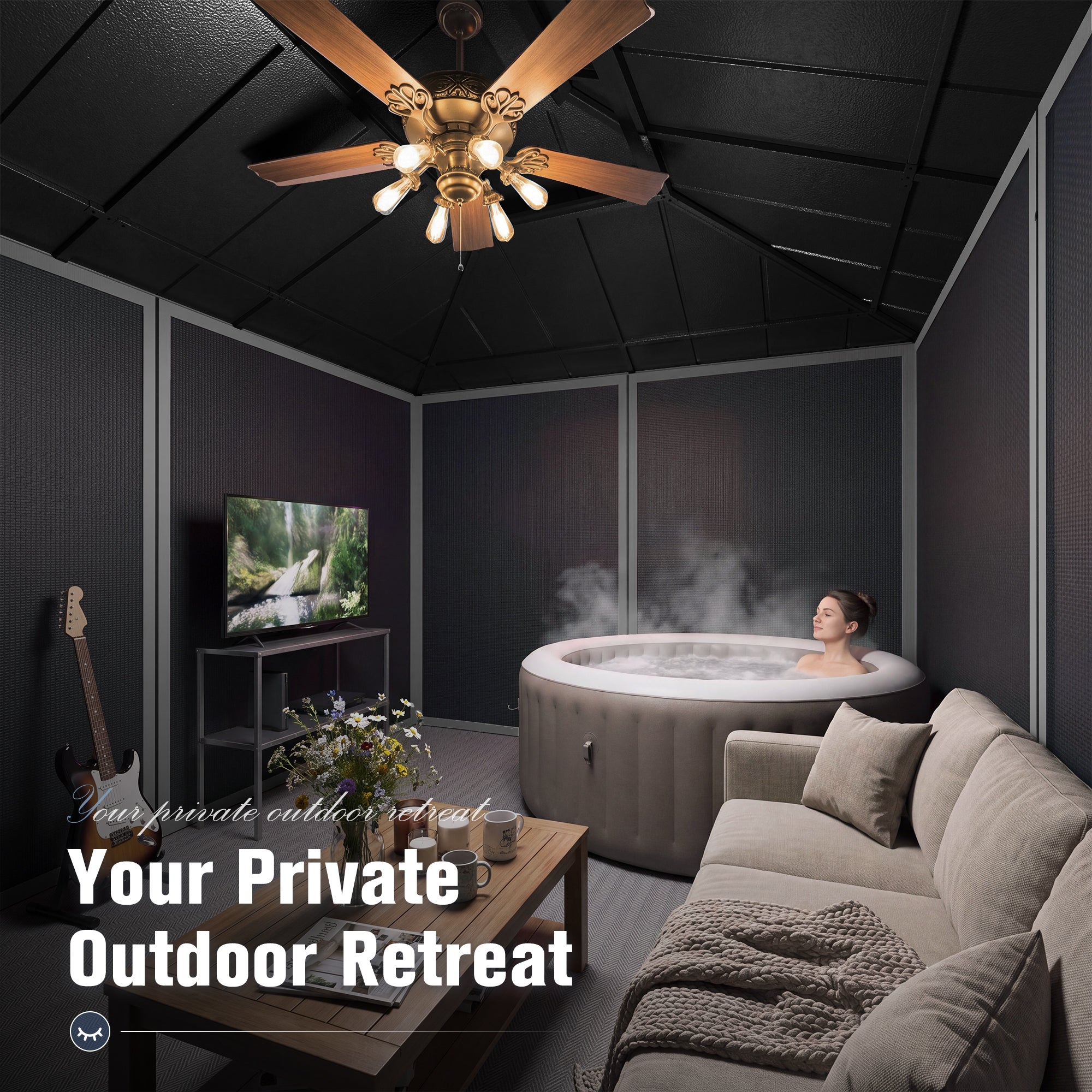 DPATIO 10'x10' Hardtop Patio Gazebo, Outdoor Metal Gazebos, Gray