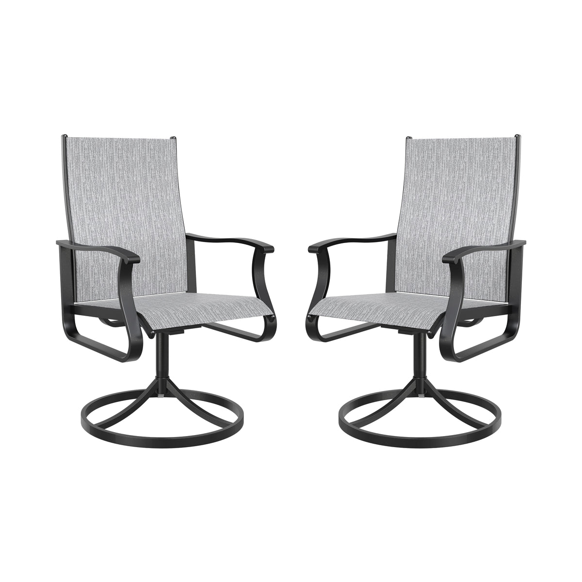 UDPATIO Low Back Outdoor Dining Chair Set of 2, 360°Swivel Patio Chair Outside for Lawn Garden Backyard Deck, Light Grey