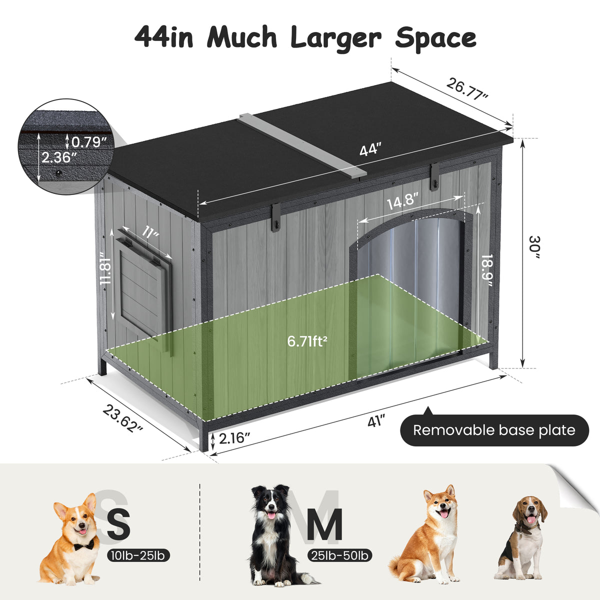 Outdoor Insulated Dog House Weatherproof Dog Kennel Dog Shelter Anti-Chewing Full Iron Frame, Openable Roof for Small to Large Dog Breeds