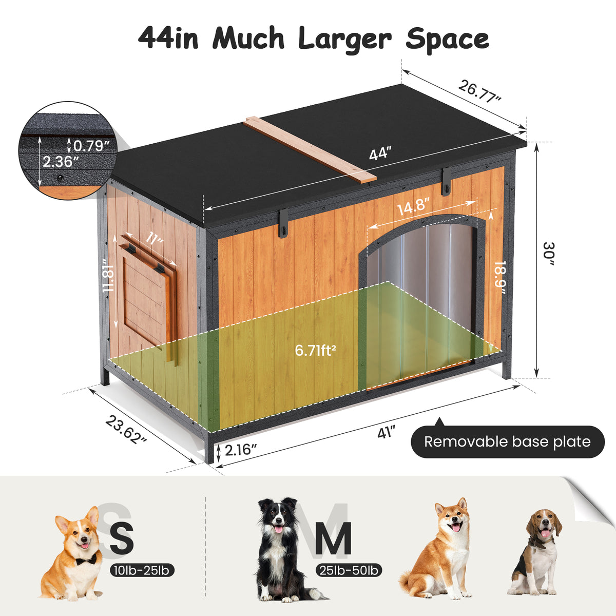 Outdoor Insulated Dog House Weatherproof Dog Kennel Dog Shelter Anti-Chewing Full Iron Frame, Openable Roof for Small to Large Dog Breeds