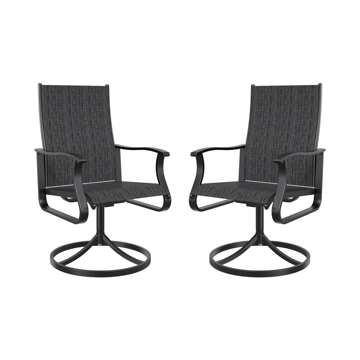 UDPATIO Low Back Outdoor Dining Chair Set of 2, 360°Swivel Patio Chair Outside for Lawn Garden Backyard Deck, Dark Grey