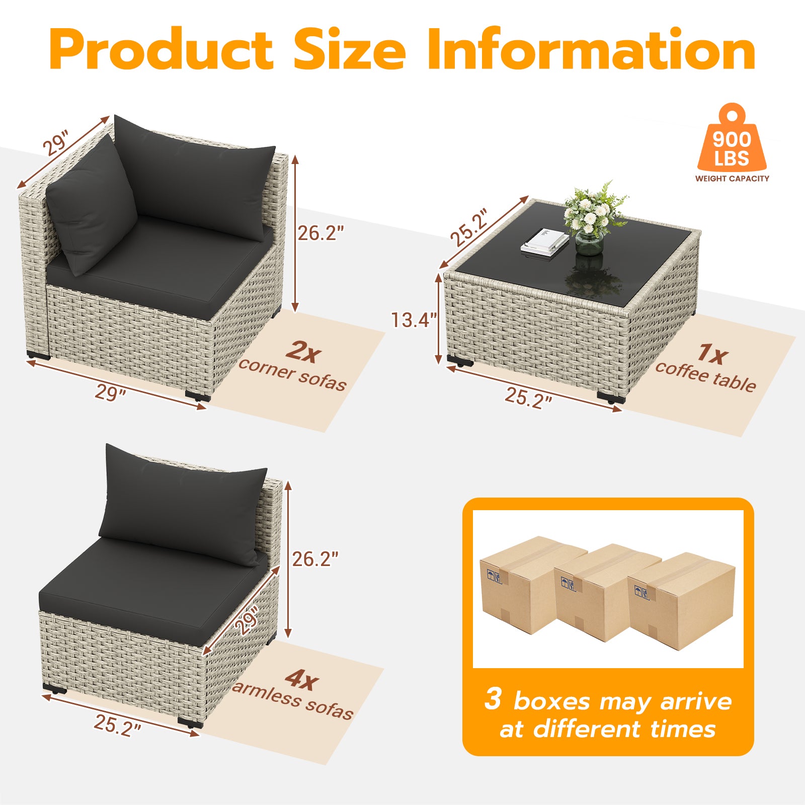UDPATIO Outdoor Patio Furniture Set, 7-Piece PE Wicker Sectional Sofa with Tea Table, Outdoor Conversation Set for Patio, Garden
