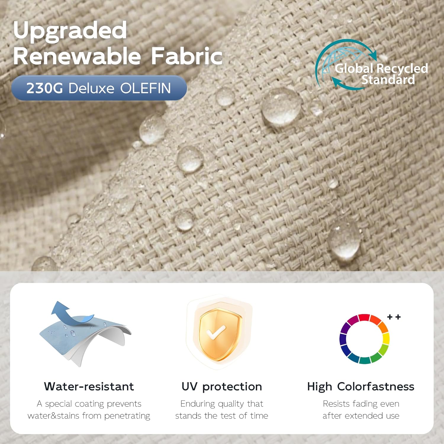 UDPATIO Aluminum Outdoor Patio Furniture Set with Ottoman, 5 Piece Modern Patio Furniture Set, PE Rope Patio Conversation Sets with Thickend Cushions, for Garden, Porch, Balcony, Light Grey/Beige