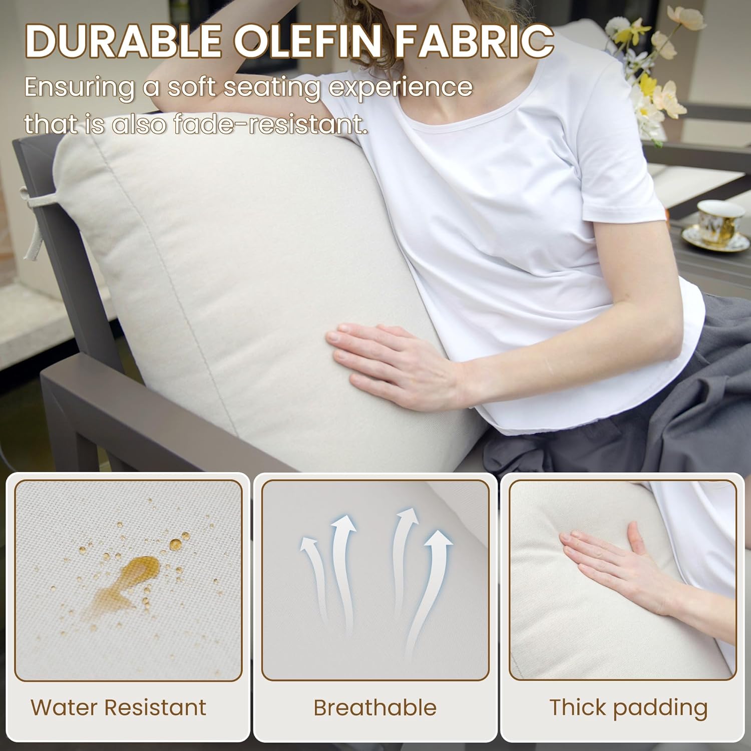 UDPATIO Rocking Chair Outdoor Set 2 with Coffee Table, 3 Piece Metal Rocking Bistro Set with 6.5" Water-Resistant Cushions, Oversized, 350lbs Heavy-Duty, for Porch, Patio, Balcony